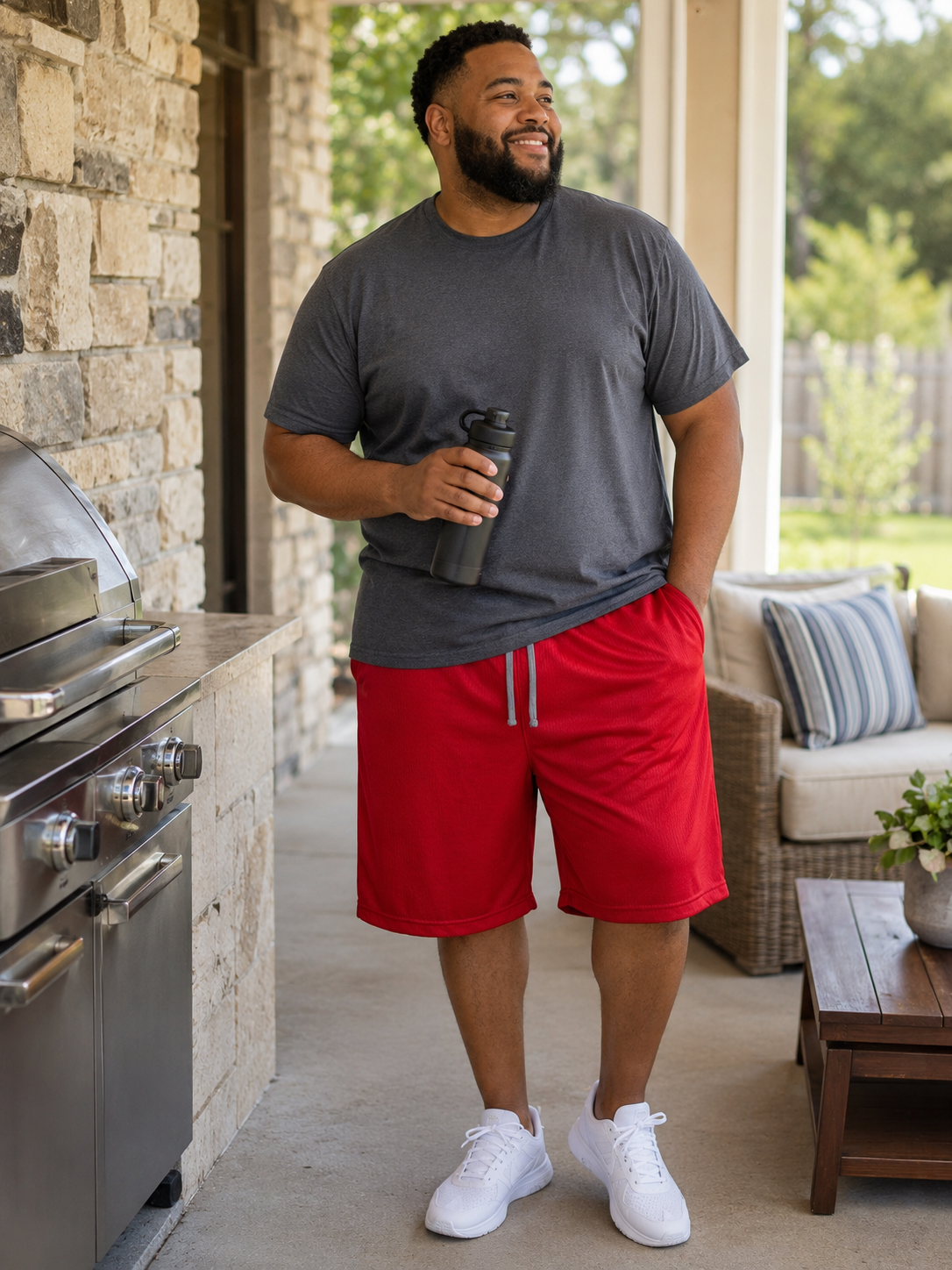 Men’s Starter relaxed fit polyester shorts in red size 2XL