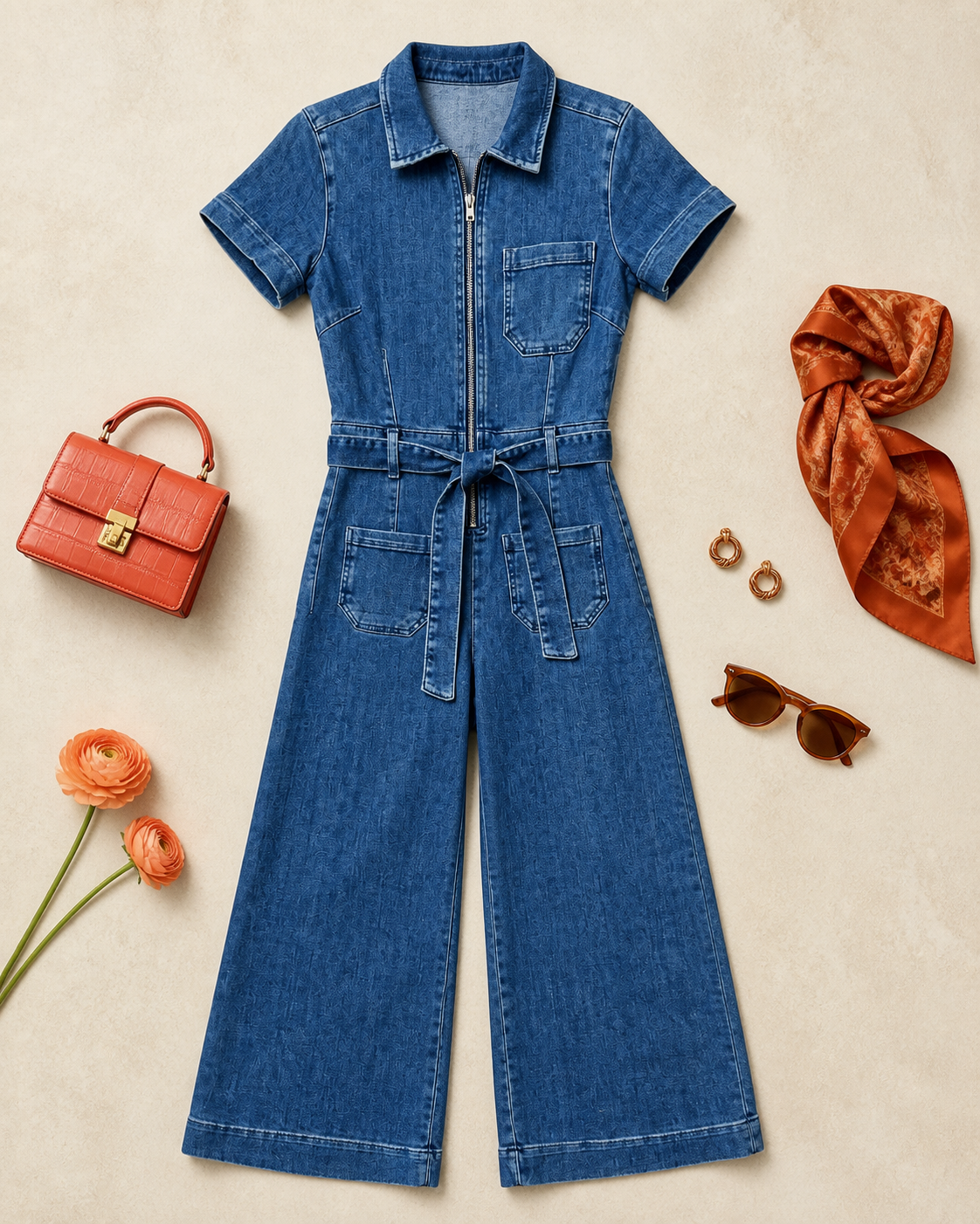 New without tags Anthropologie Maeve stretch denim jumpsuit with a fitted bodice and tailored wide cropped legs