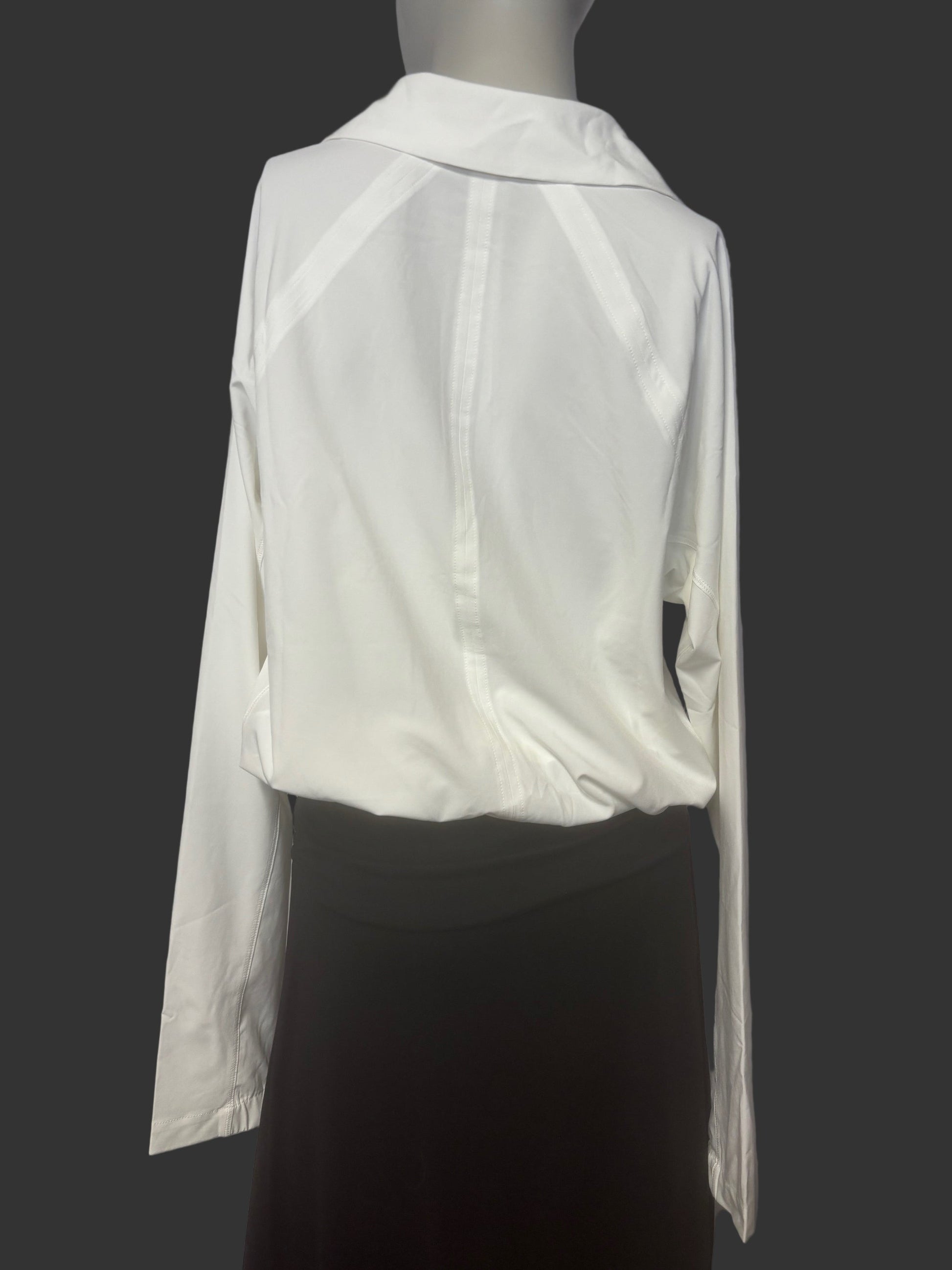 Athleta cream half-zip pullover size M-bubble effect, back view, collar, long sleeves