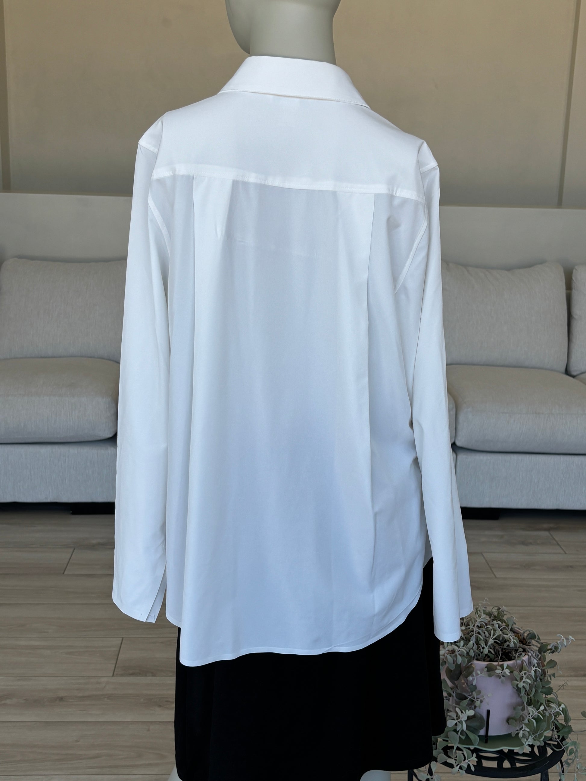 Athleta white oversized shirt with longer back hem and relaxed polished fit