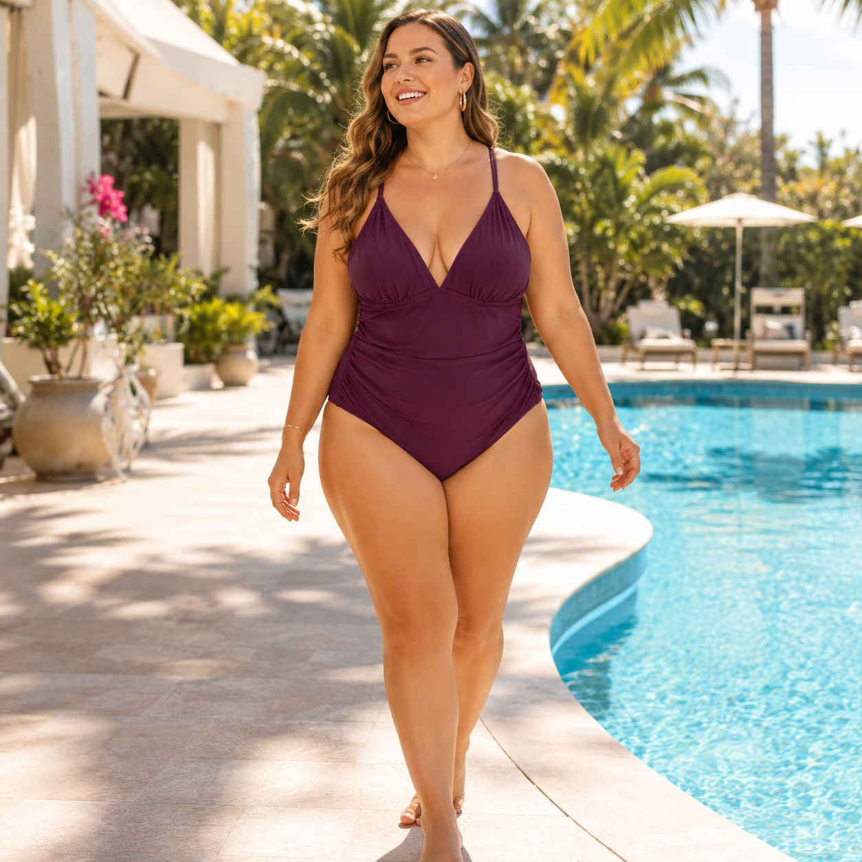 Cupshe size large swimwear with cinched sides and smoothing front ruching