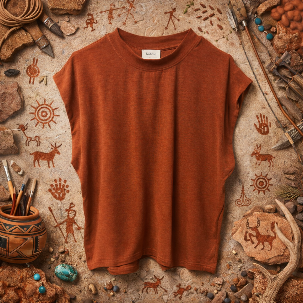 Bohme Short Sleeve Top Terracotta Size M