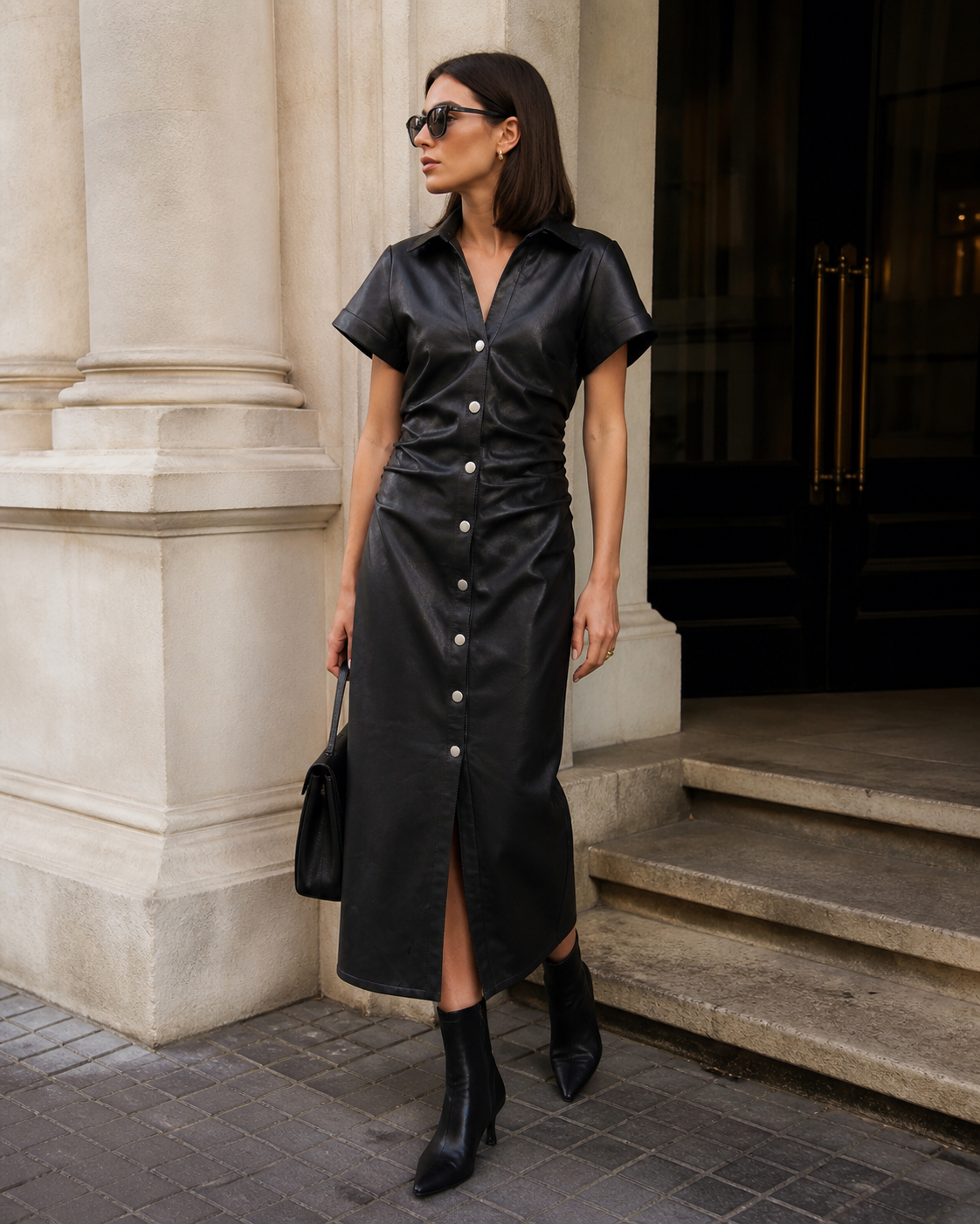 Pilcro Faux Leather Button-Front Midi Dress – Anthropologie – Size XS – New With Tags