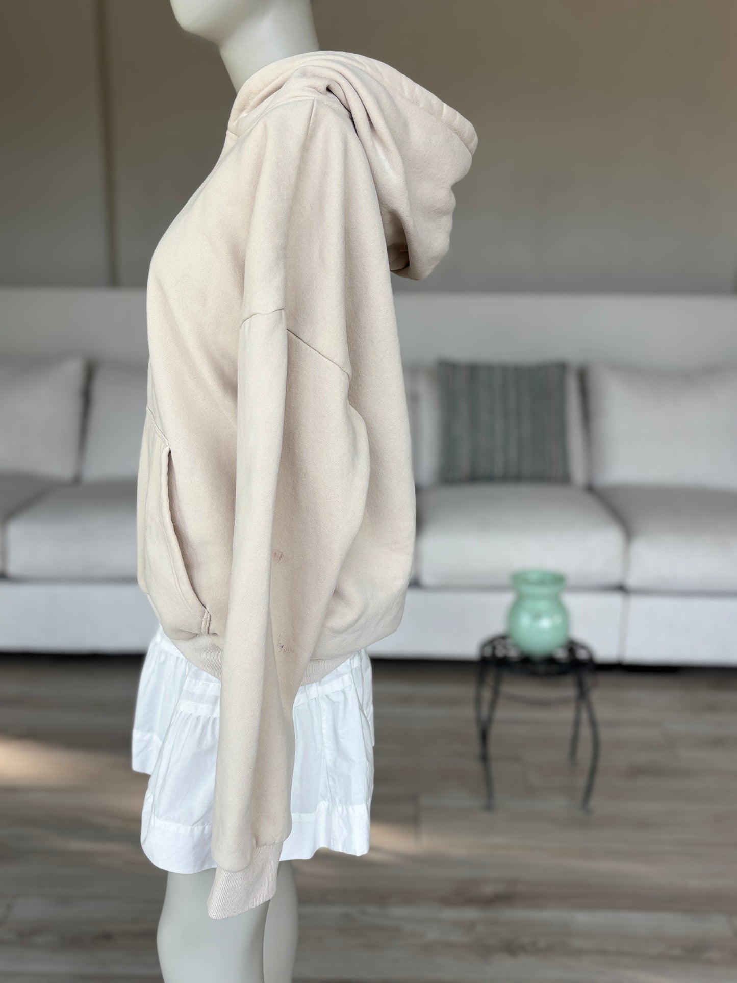 Adored Again boutique Comfrt ivory hoodie size medium with cozy premium feel