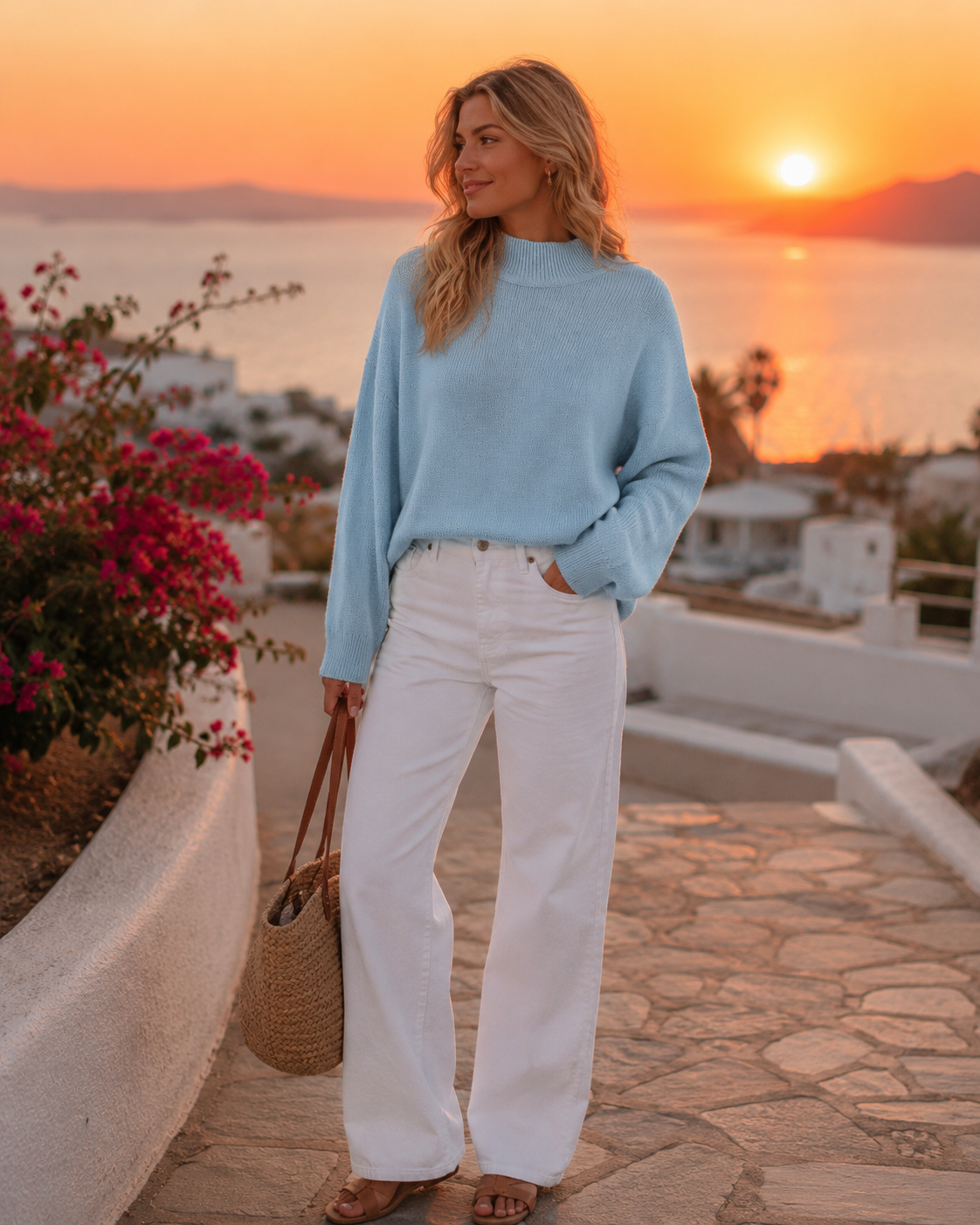 Divided by H&M light blue cropped mock neck sweater size medium from Adored Again boutique