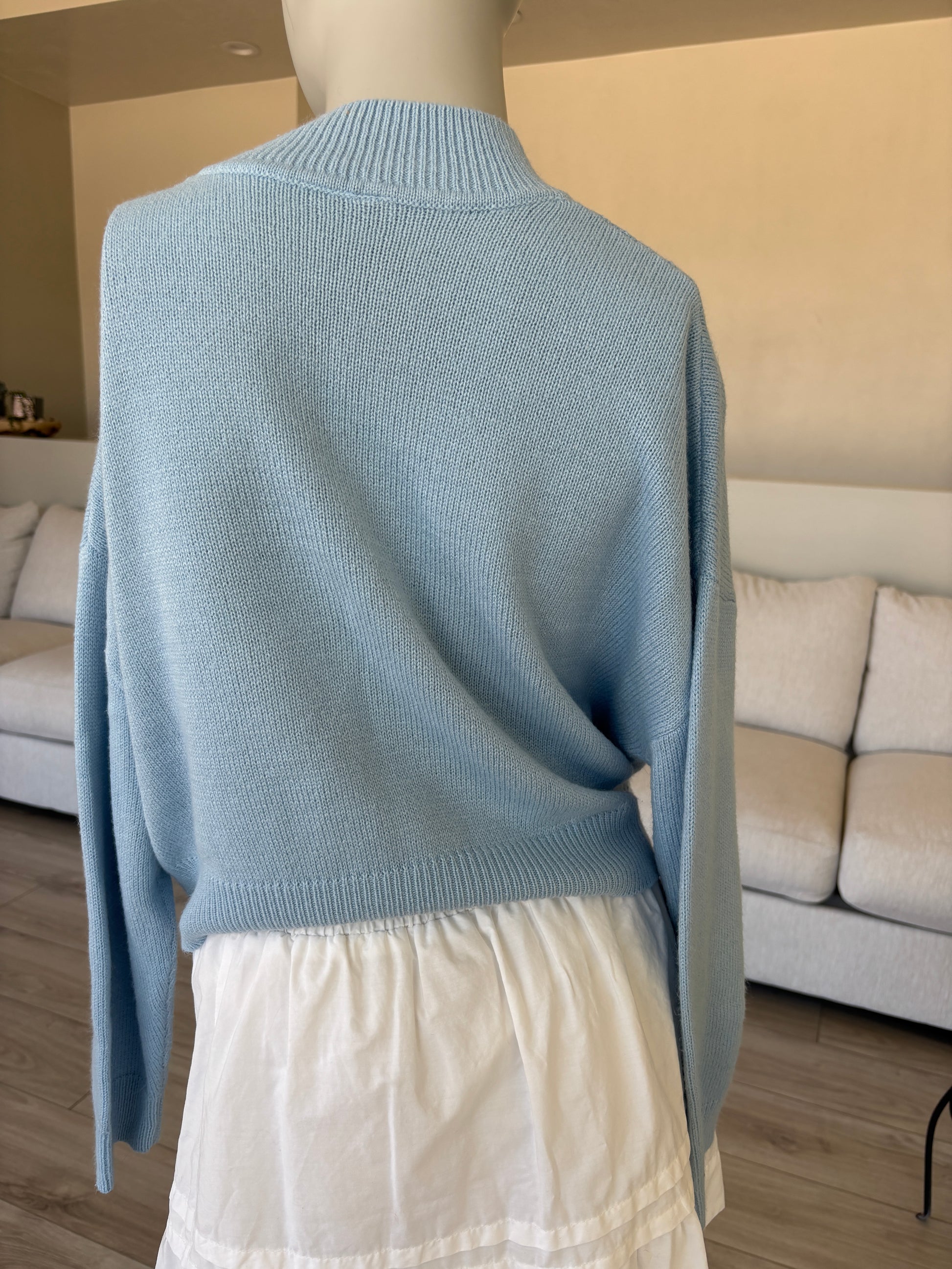 Divided by H&M pale blue mock neck sweater size medium for casual styling