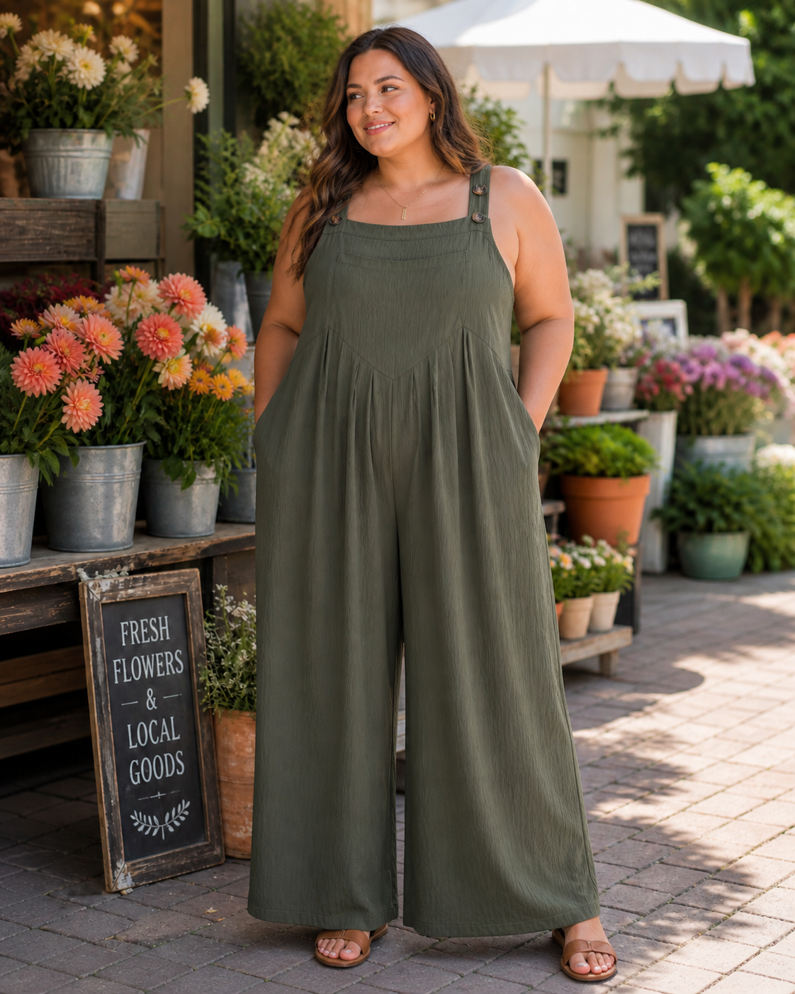 Dokotoo wide leg green XL jumpsuit for self care.