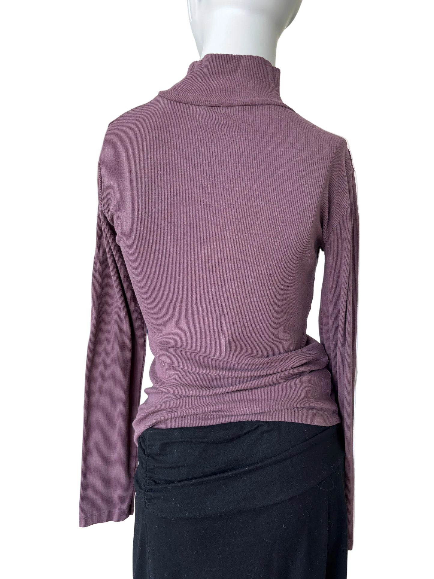 Mono B Ribbed Long Sleeve Mockneck Tee Purple Size L
