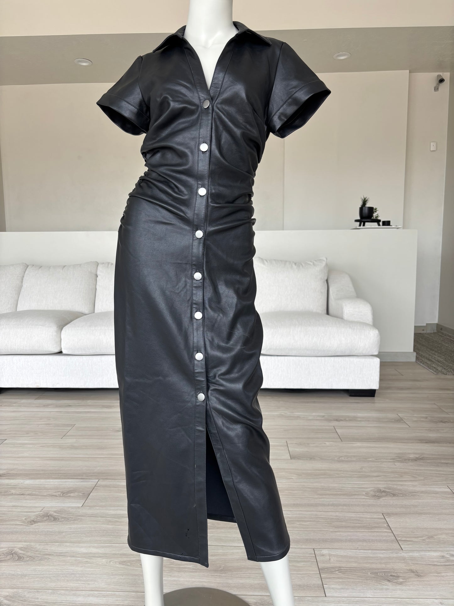 Pilcro Faux Leather Button-Front Midi Dress – Anthropologie – Size XS – New With Tags