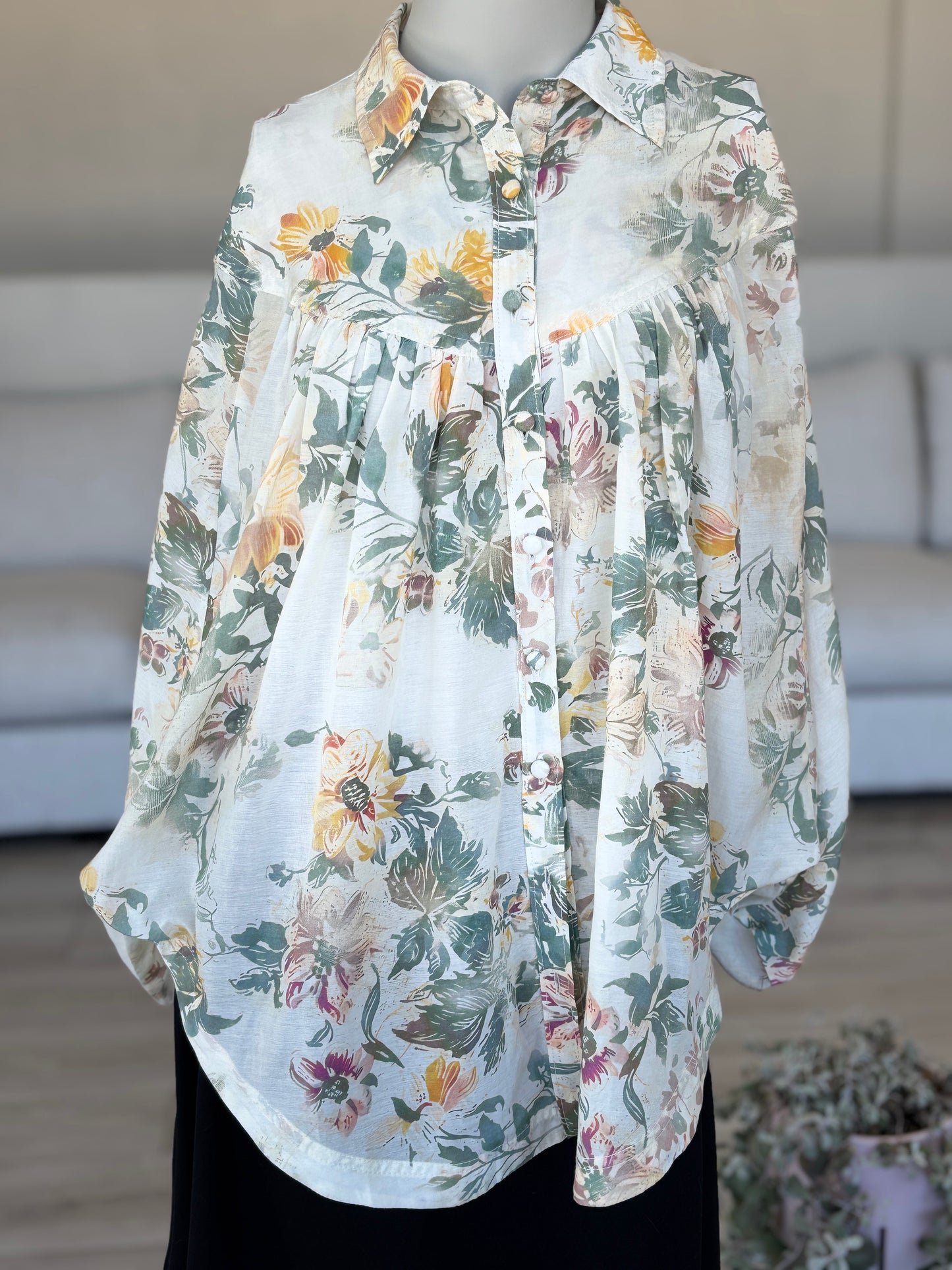 Pilcro Floral Batwing Blouse Anthropologie Size XXS NWT