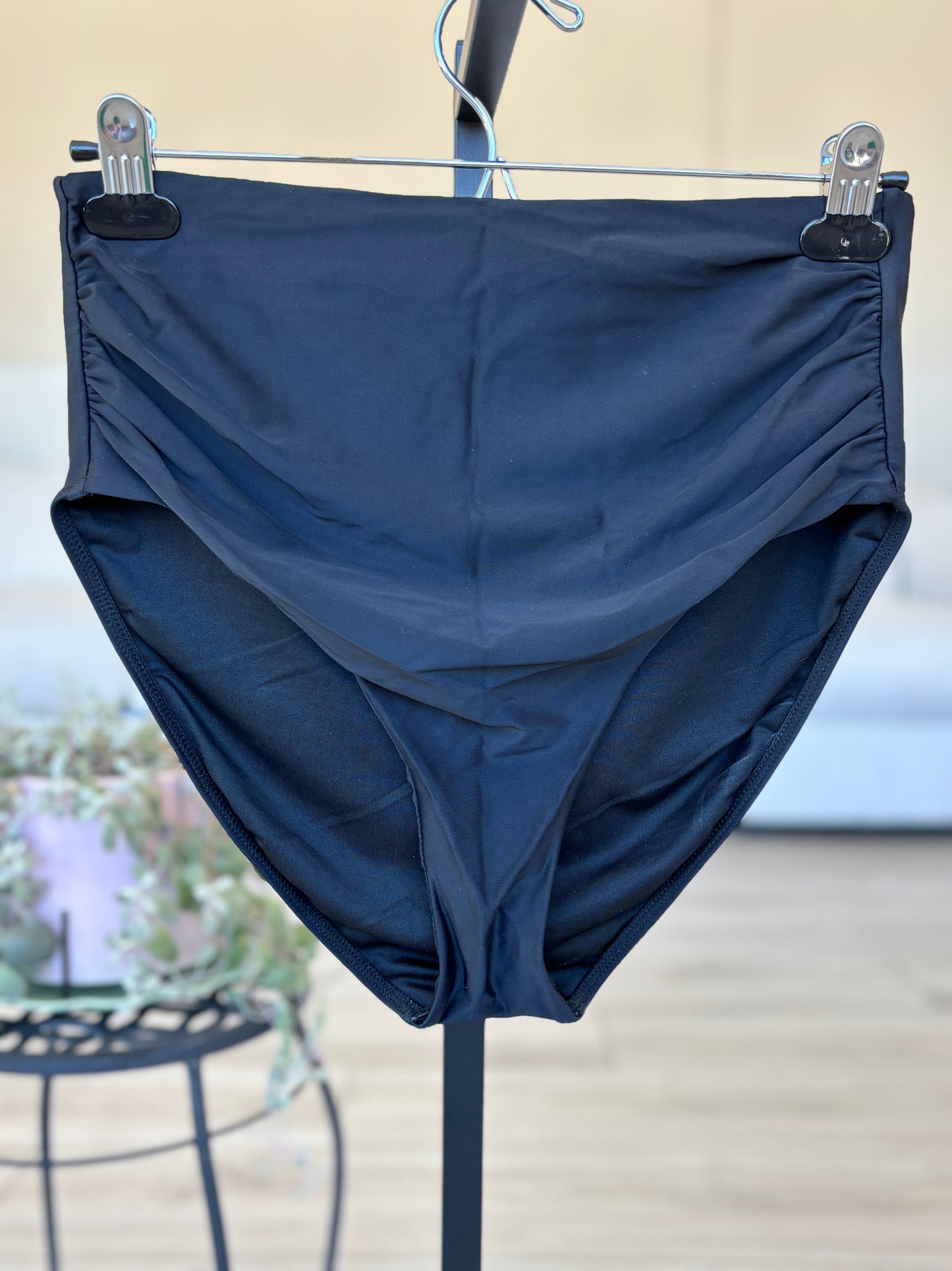 Janela Bay Black Ruched High Waisted Swim Brief