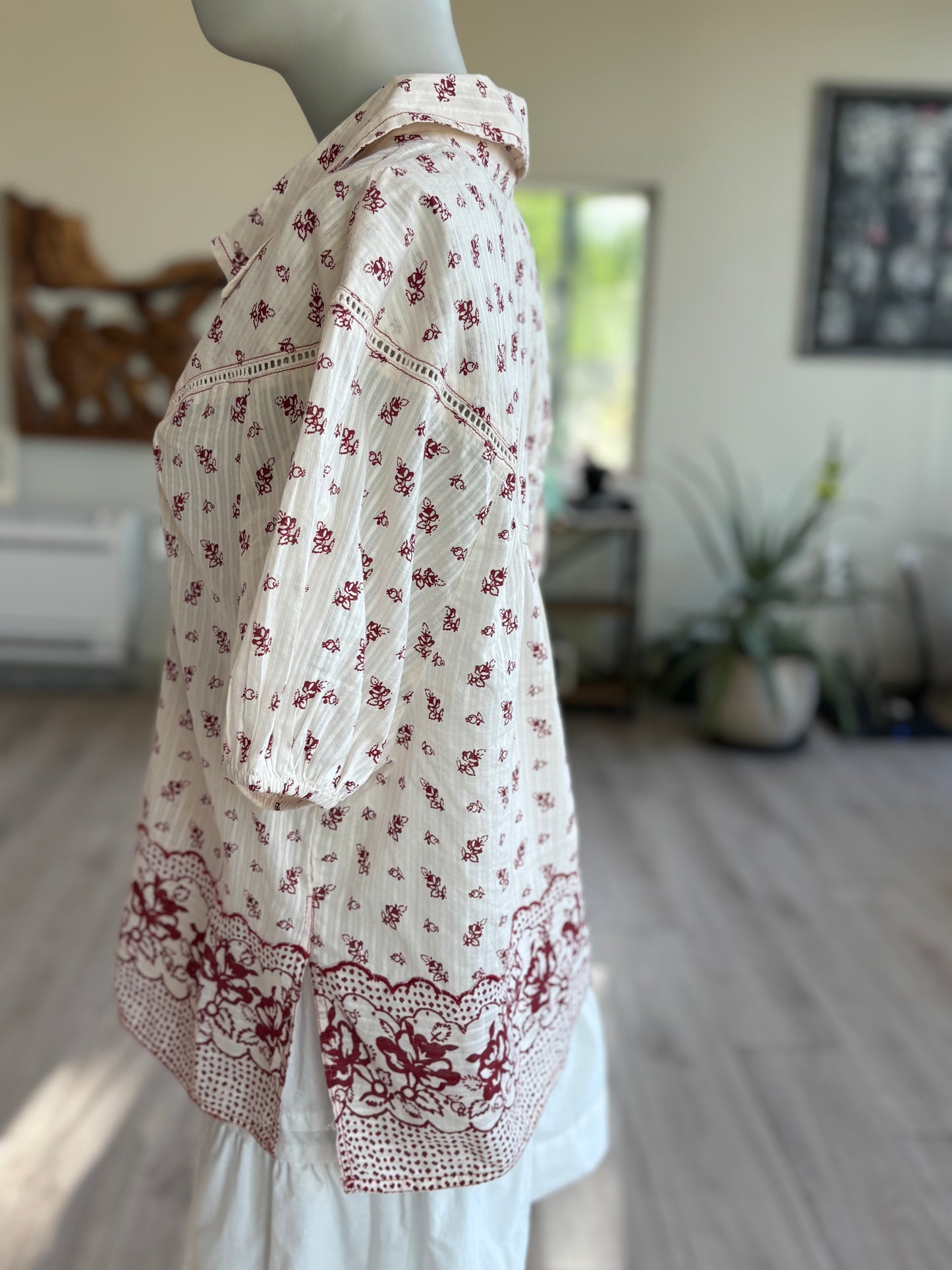 Pilcro Cotton Floral Prairie Blouse Size Large