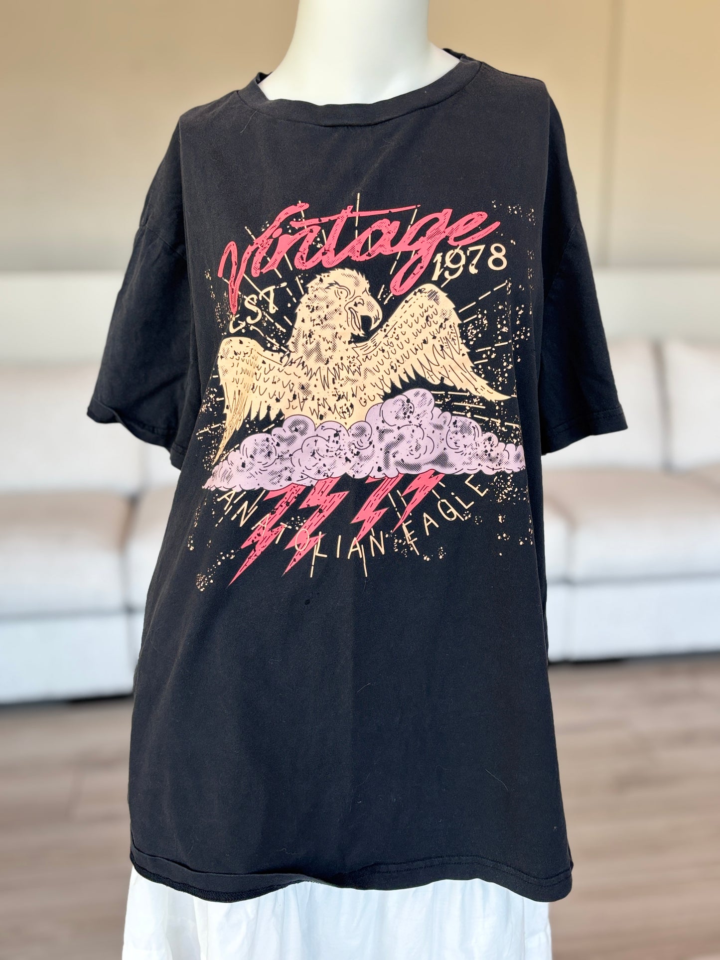 Bohme Boxy Black Vintage 1978 Eagle Graphic T Shirt Size Medium