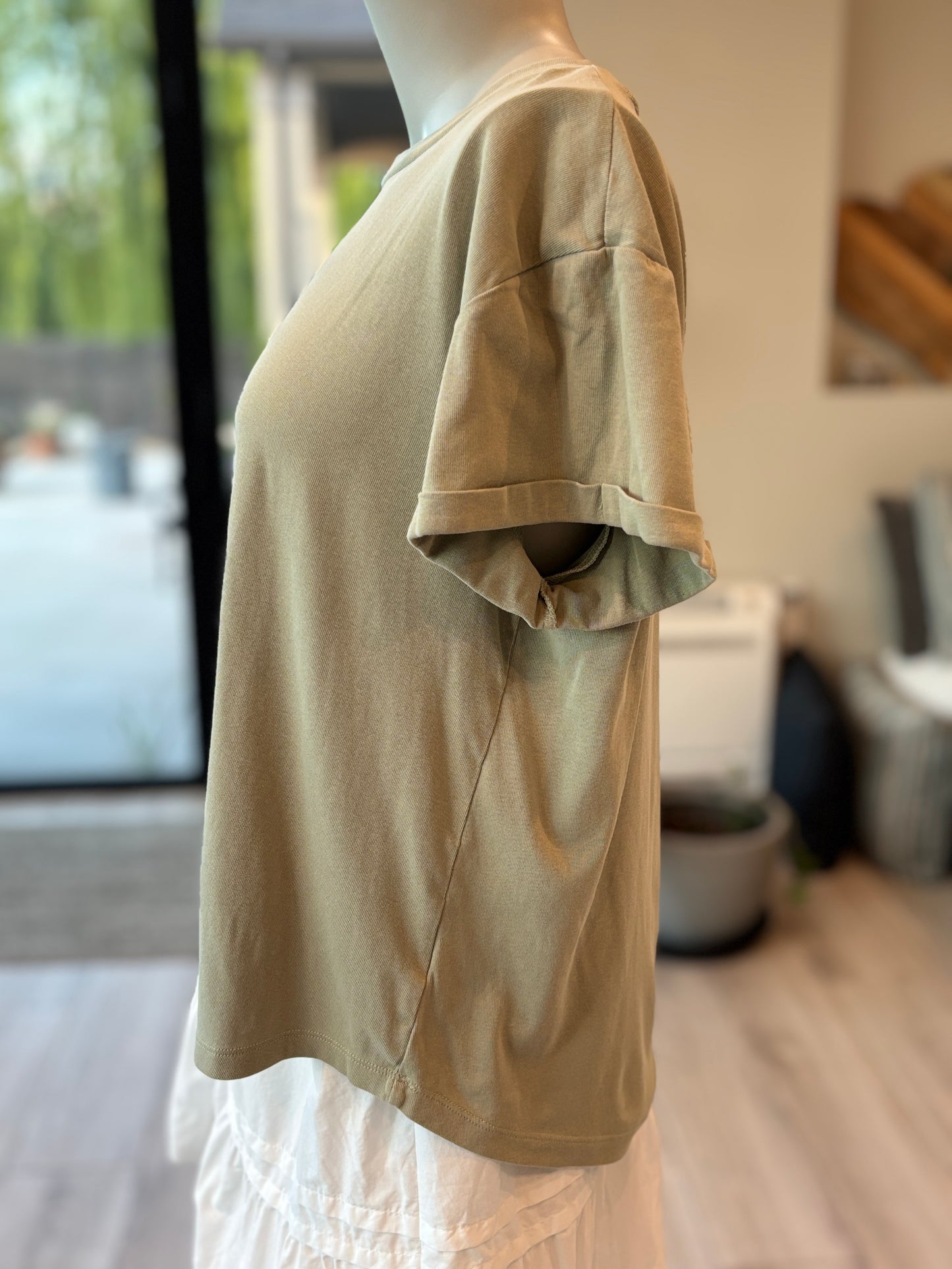 Bohme Essentials Sage Green Cotton Spandex T Shirt Size Large