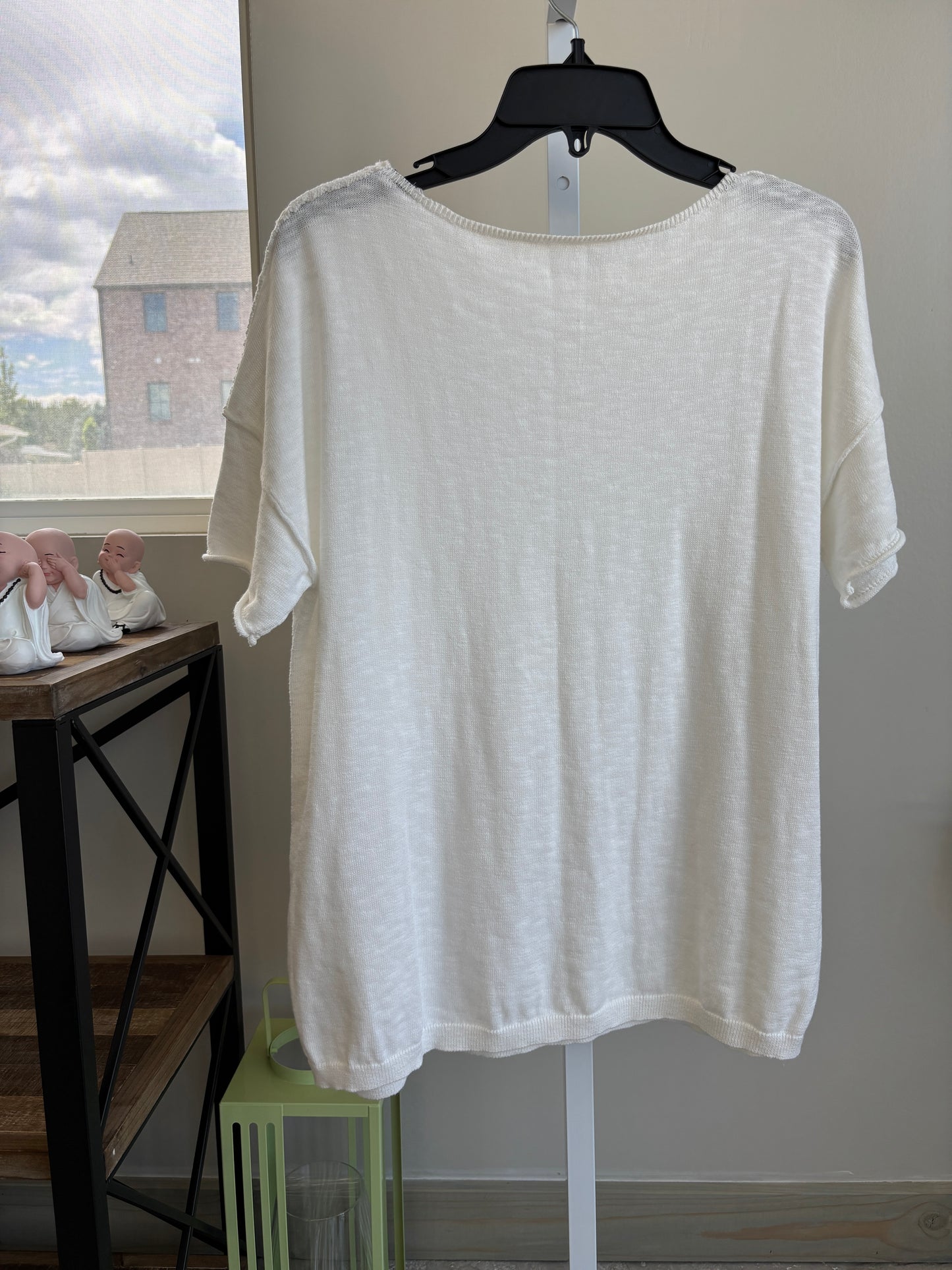 Ivory Knit Burnout Two Piece Lounge Set, Size S