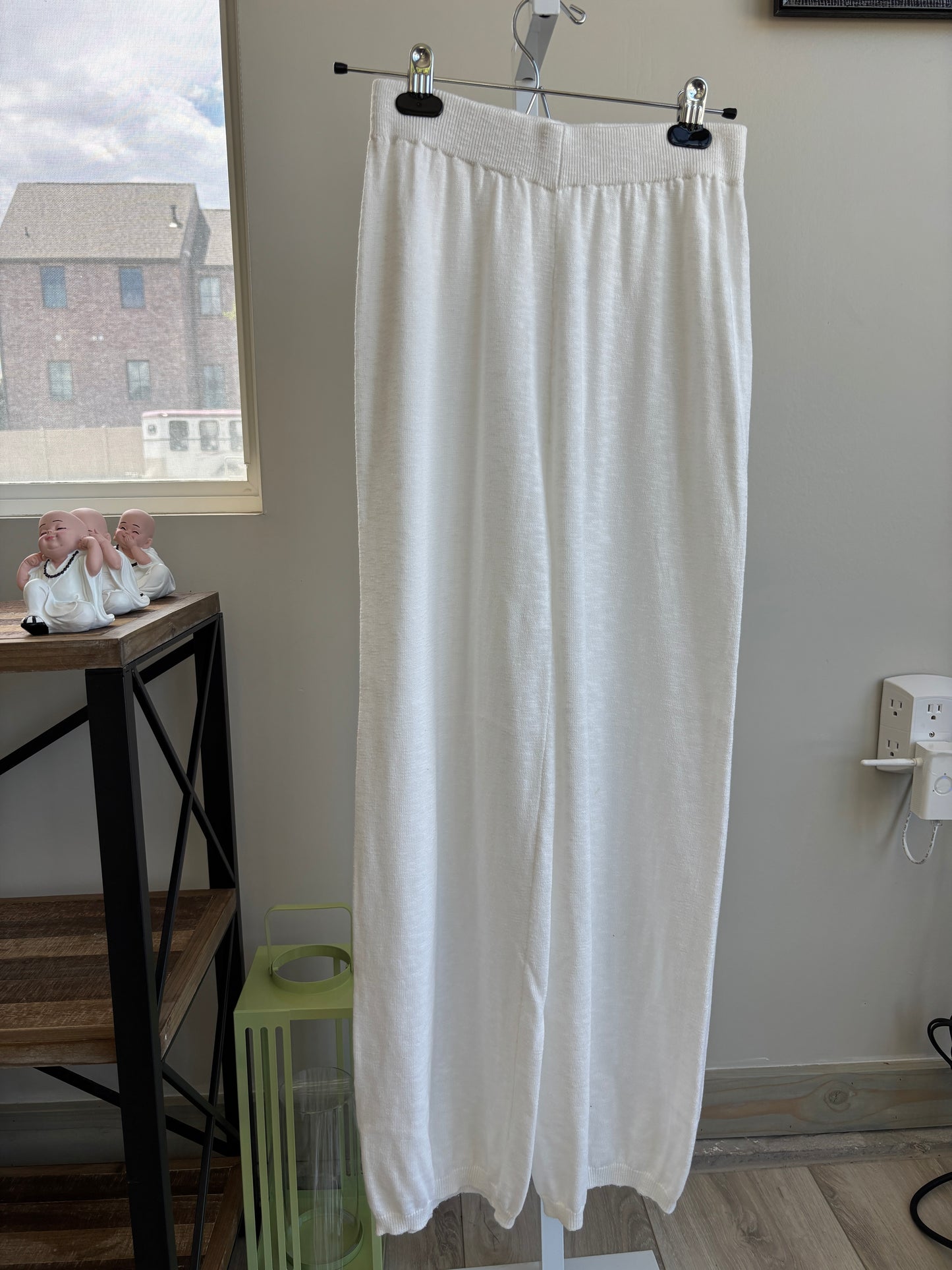 Ivory Knit Burnout Two Piece Lounge Set, Size S