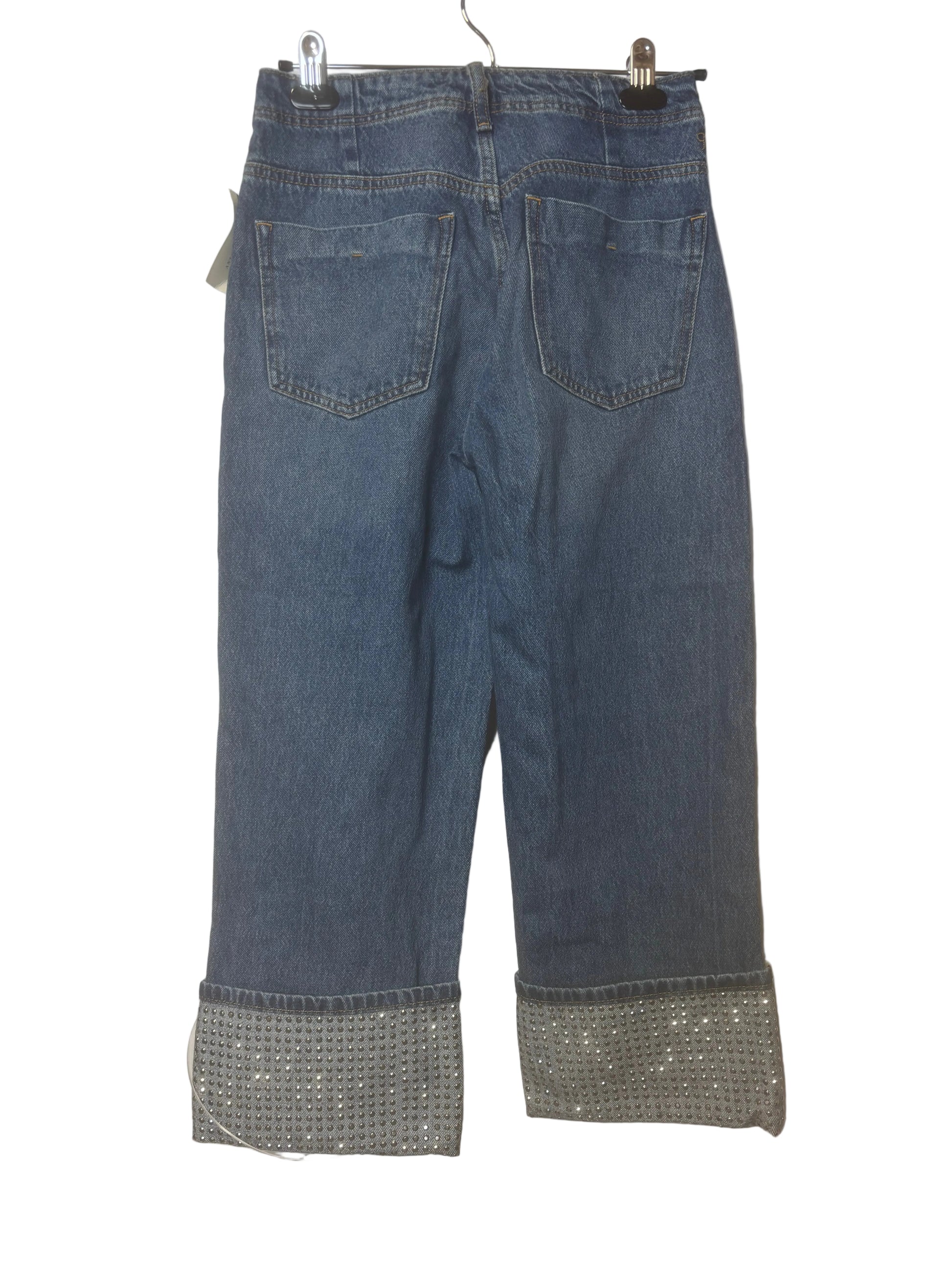 Pilcro - Sparkle Cuffed and Cropped Denim Pants - Size 24 - back view - rear pockets