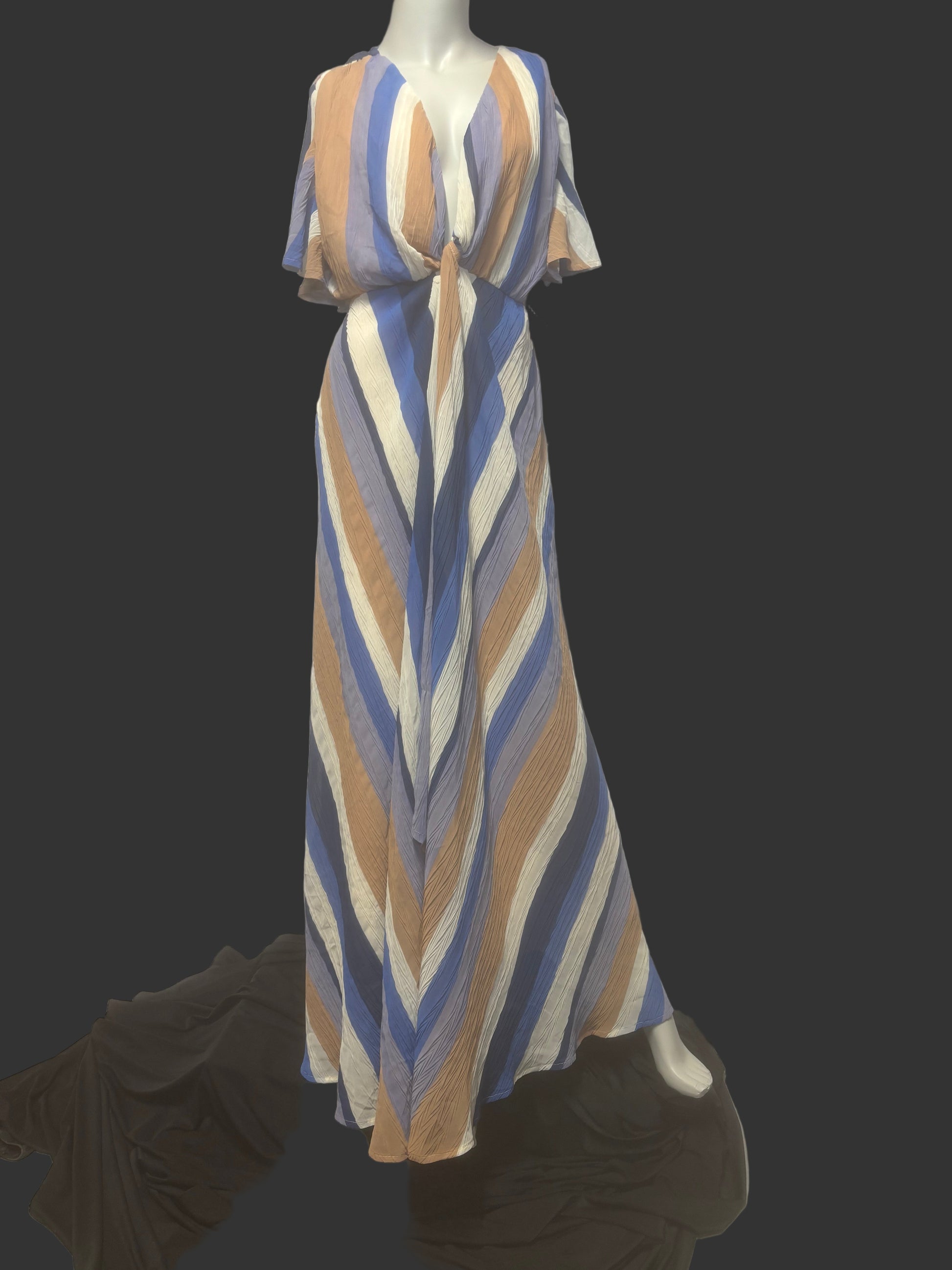 Dee Elly - Coastal Stripe Maxi Dress - Size M - Mannequin front view - long - classy