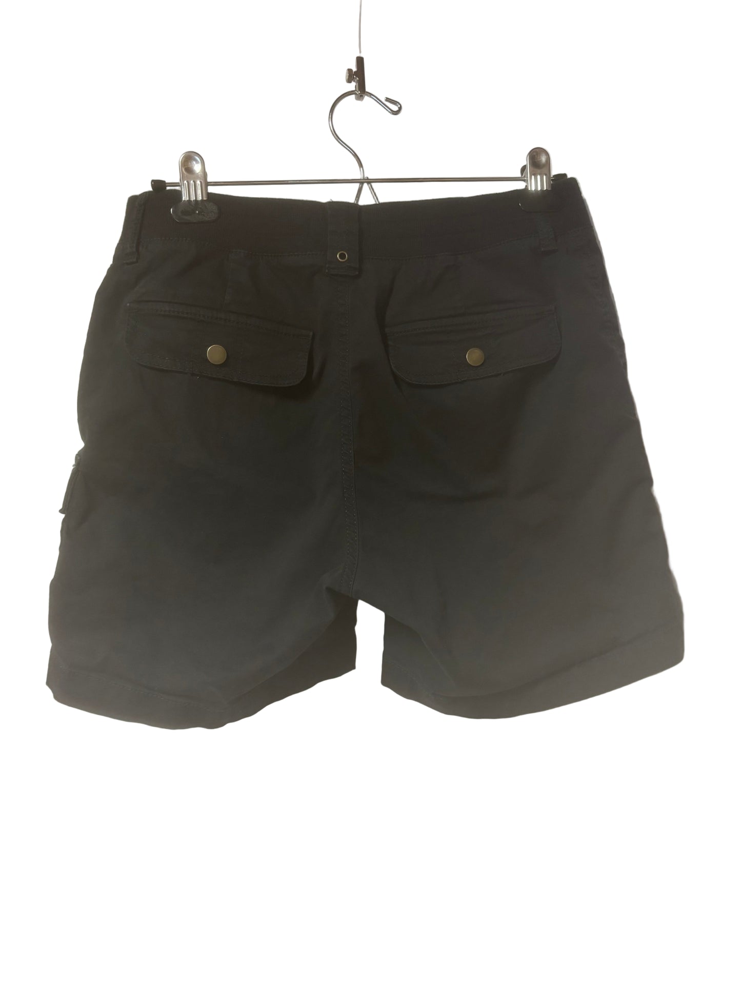 Black Lee relaxed fit shorts, snap and zip closure, belt loops, cargo, 5 pockets