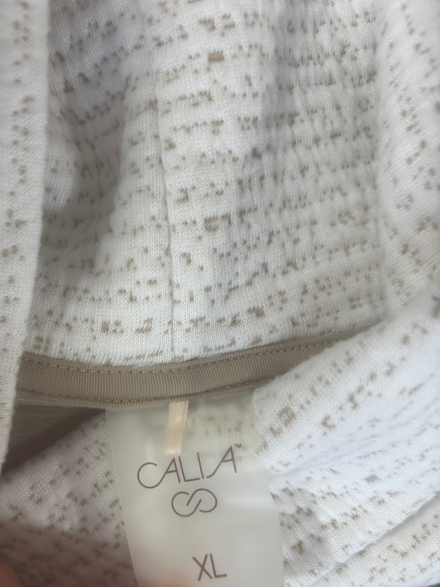 Calia - White Textured Turtleneck Sweatshirt - tag - white and tan
