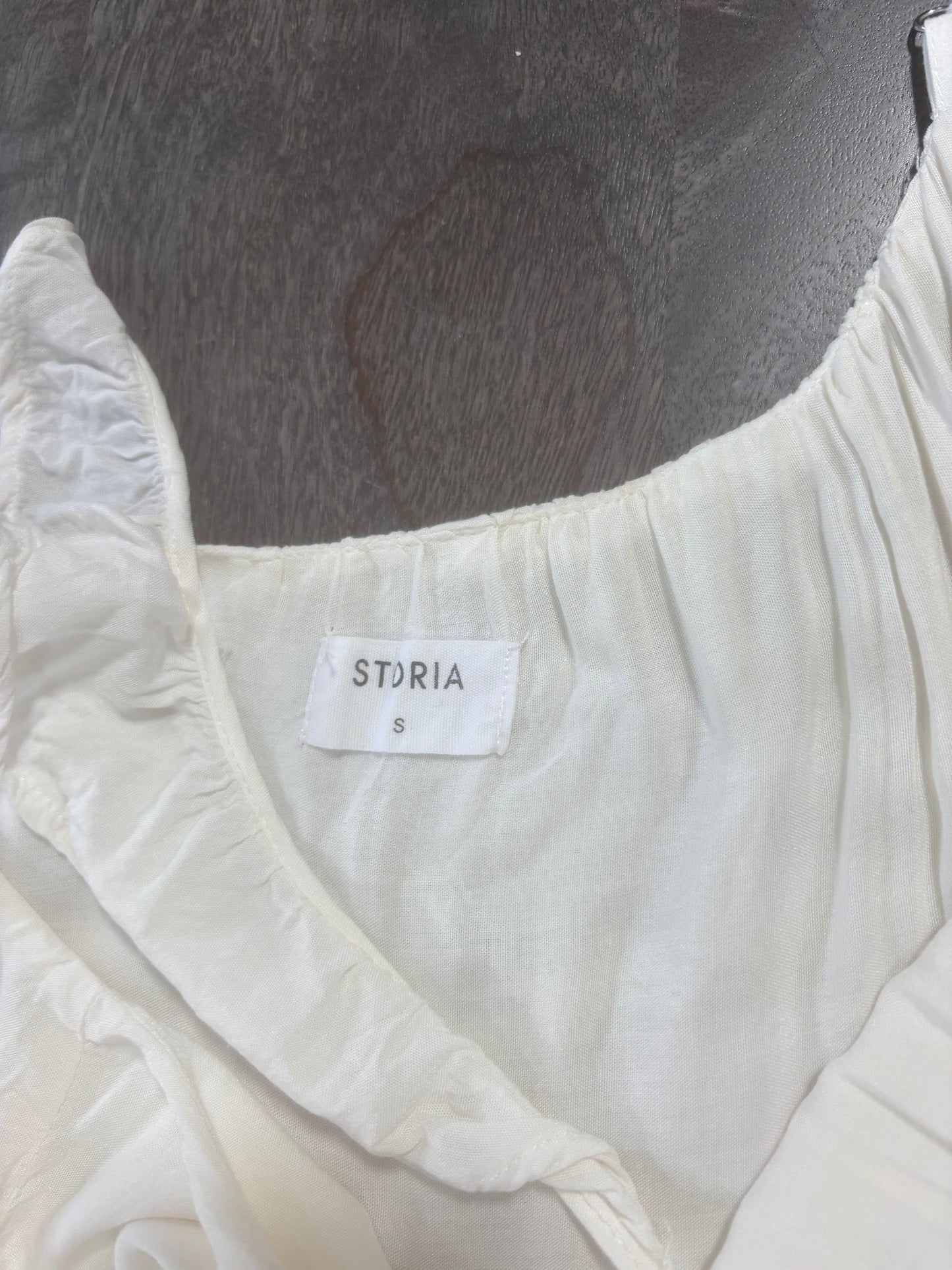 Storia - Cream Tiered Boho Maxi Dress with Lavender, Sage Green & Peach Accent - Size S - tag