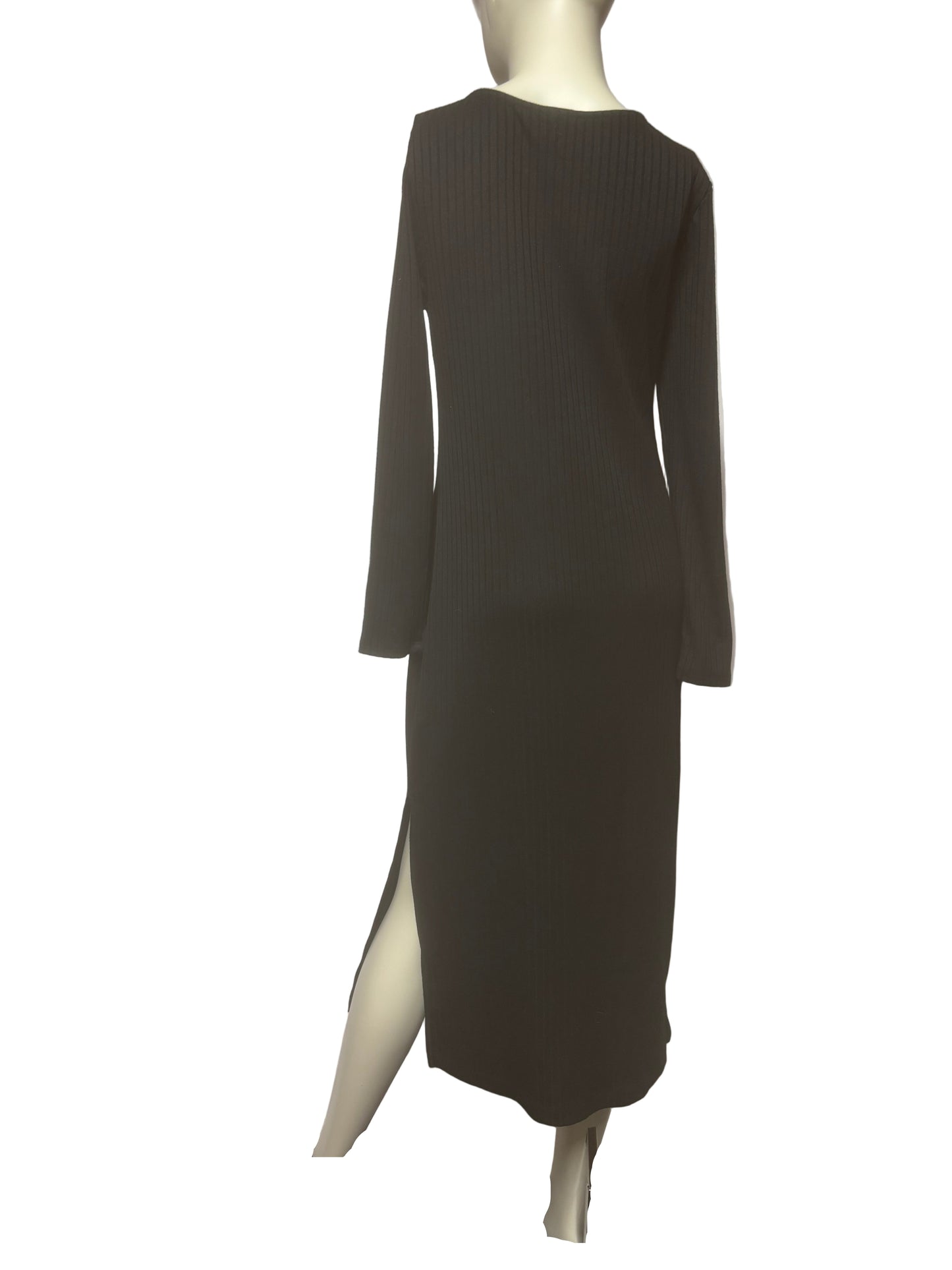 A New Day - Black Ribbed Midi Dress - Size M - Back View