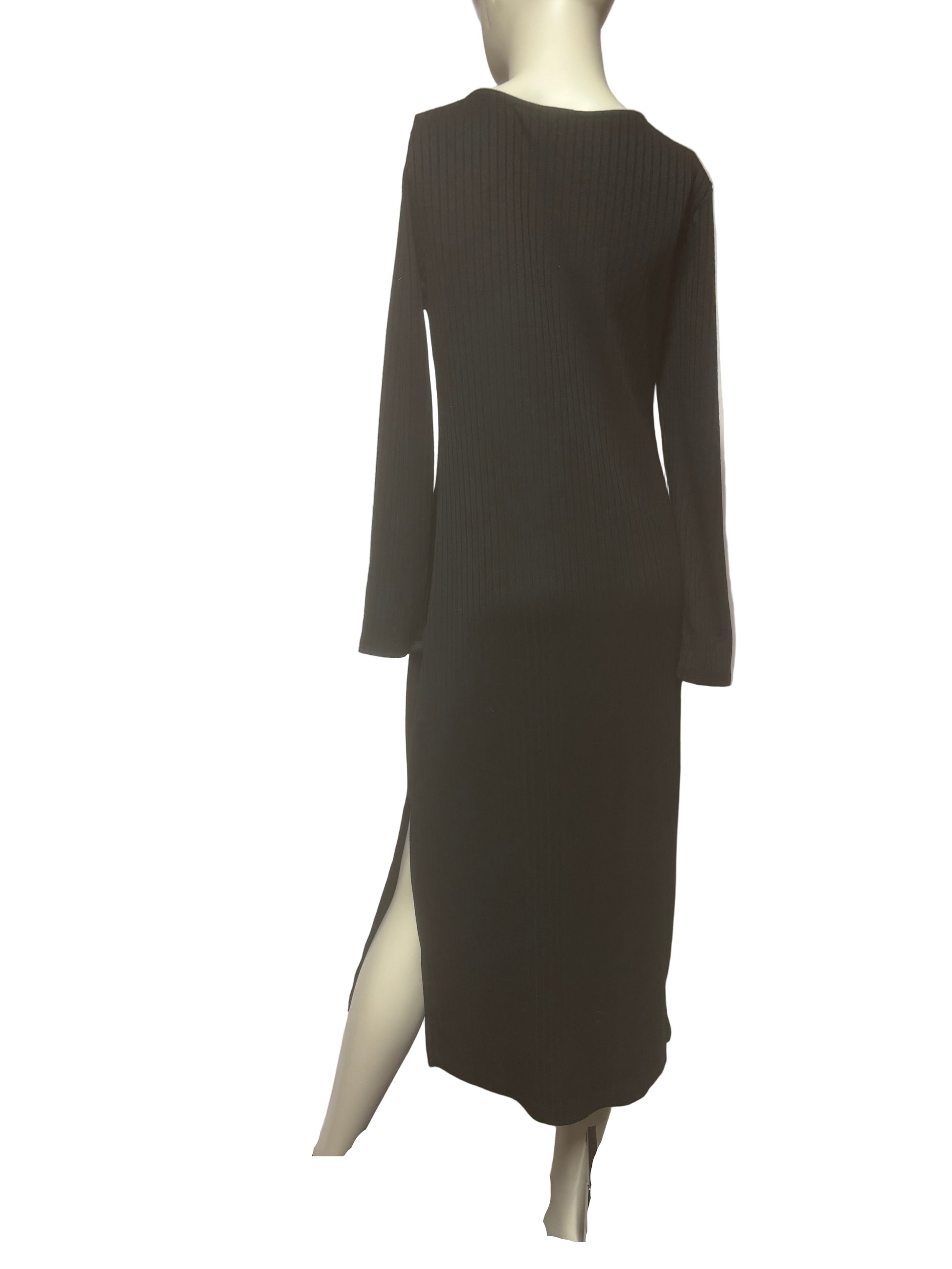 A New Day - Black Ribbed Midi Dress - Size M - Back View