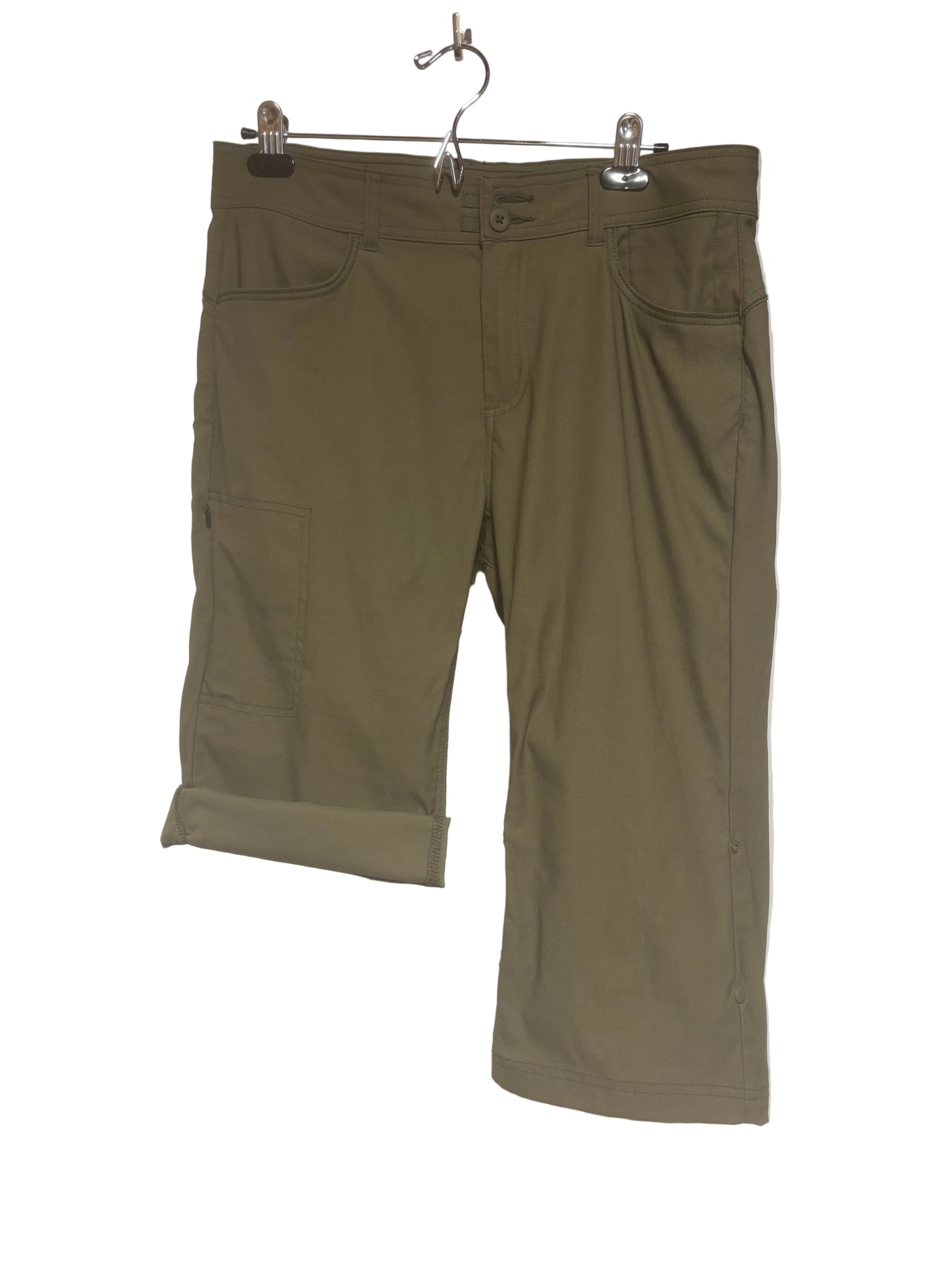 Prana - Army Green 2-in-1 Snap Cuff Capri/Shorts - Size 12 - Athleisure, activewear, everyday