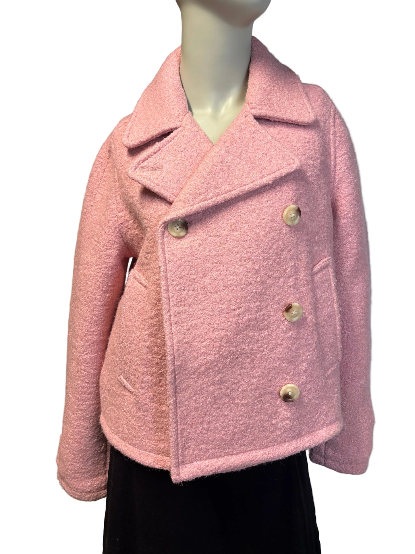 Sundance - Pink Textured Peacoat - Limited Edition Artisan Collector's Piece - one button closure