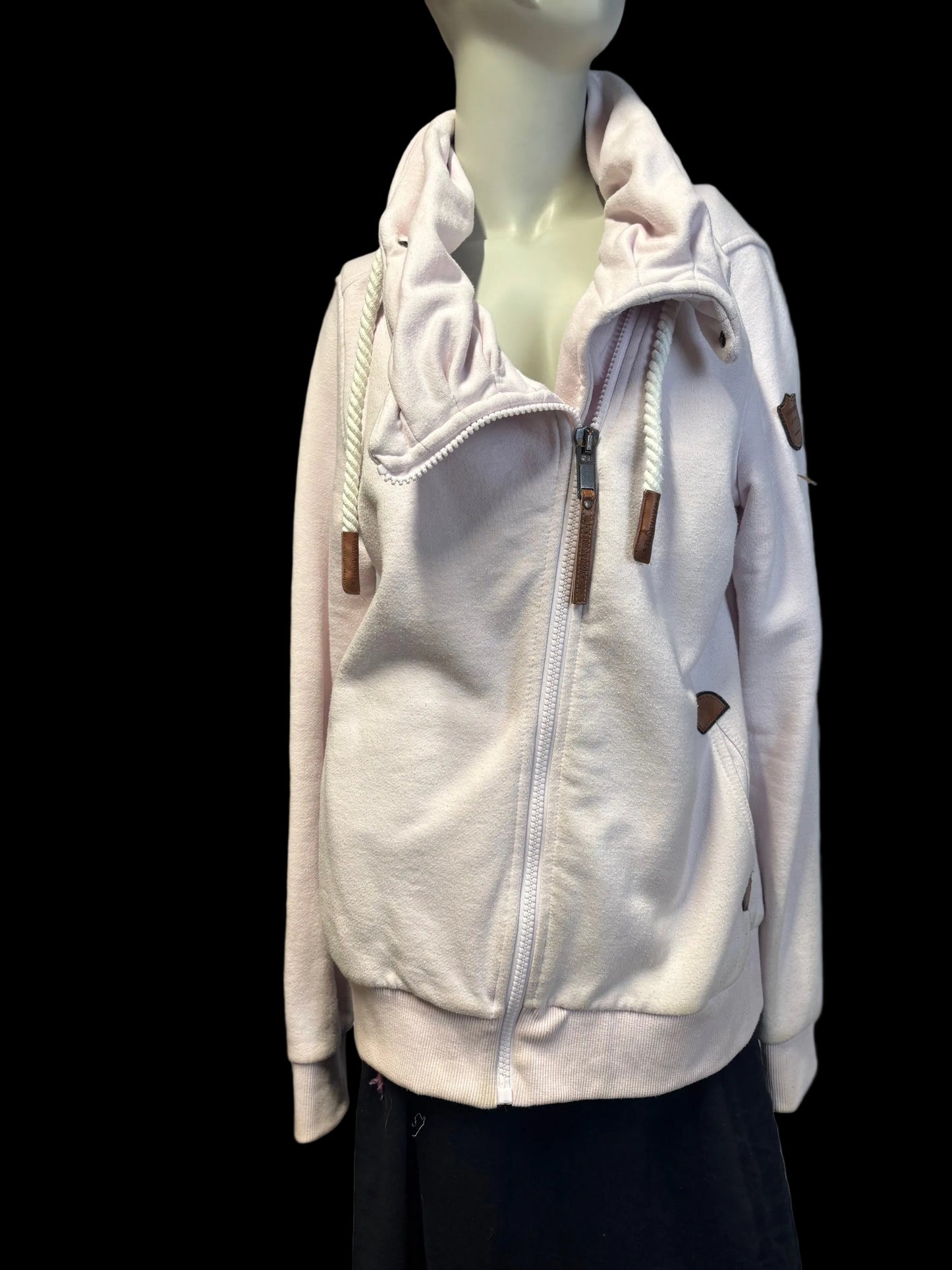 Wanakome - Powder Pink Asymmetrical Zip Jacket. open collar for a cool effect