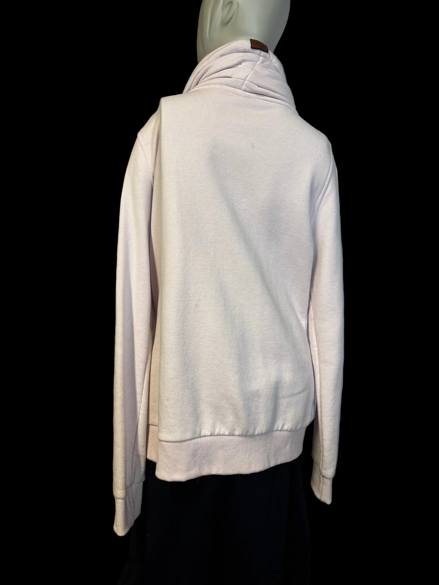 Wanakome - Powder Pink Asymmetrical Zip Jacket, back view, tall