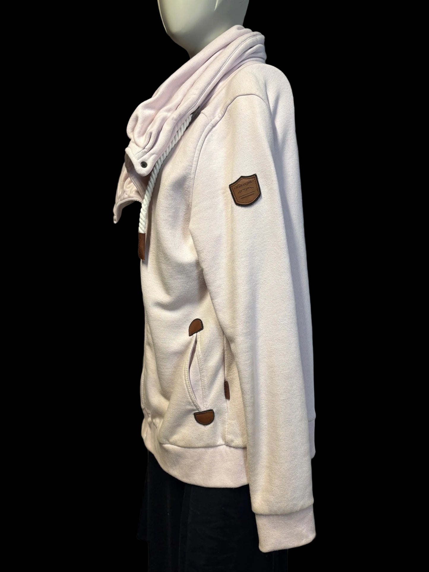 Wanakome - Powder Pink Asymmetrical Zip Jacket.  side pocket with leather ends, So cute