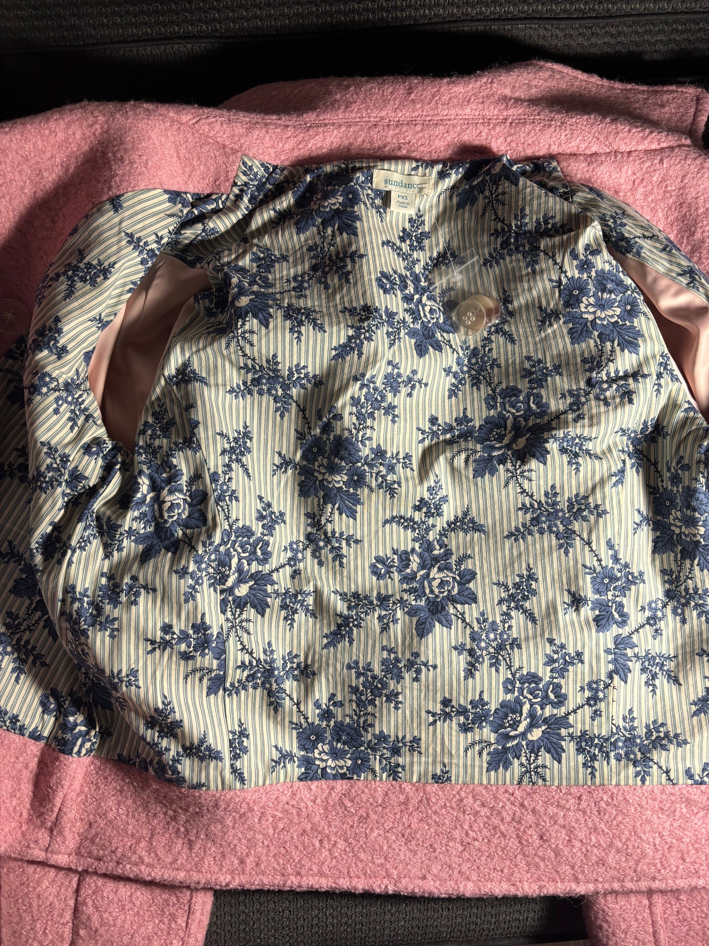 Sundance - Pink Textured Peacoat - Limited Edition Artisan Collector's Piece - inner lining