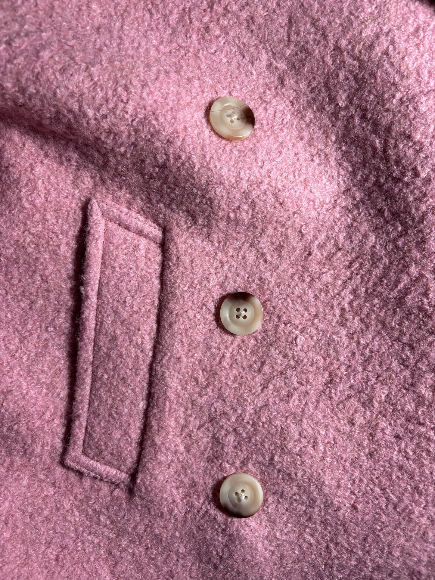Sundance - Pink Textured Peacoat - Limited Edition Artisan Collector's Piece - 1 row of buttons on jacket