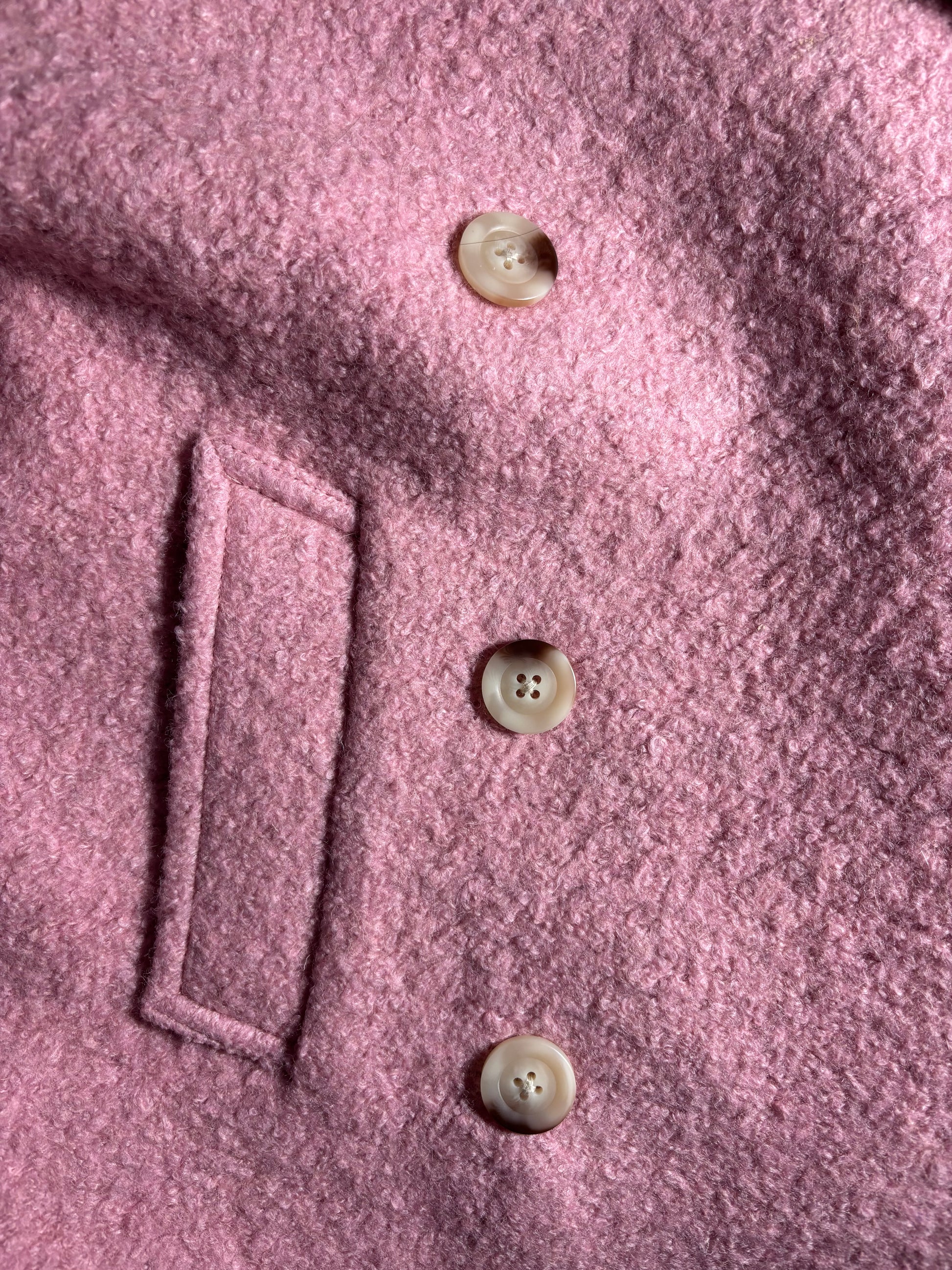 Sundance - Pink Textured Peacoat - Limited Edition Artisan Collector's Piece - 1 row of buttons on jacket