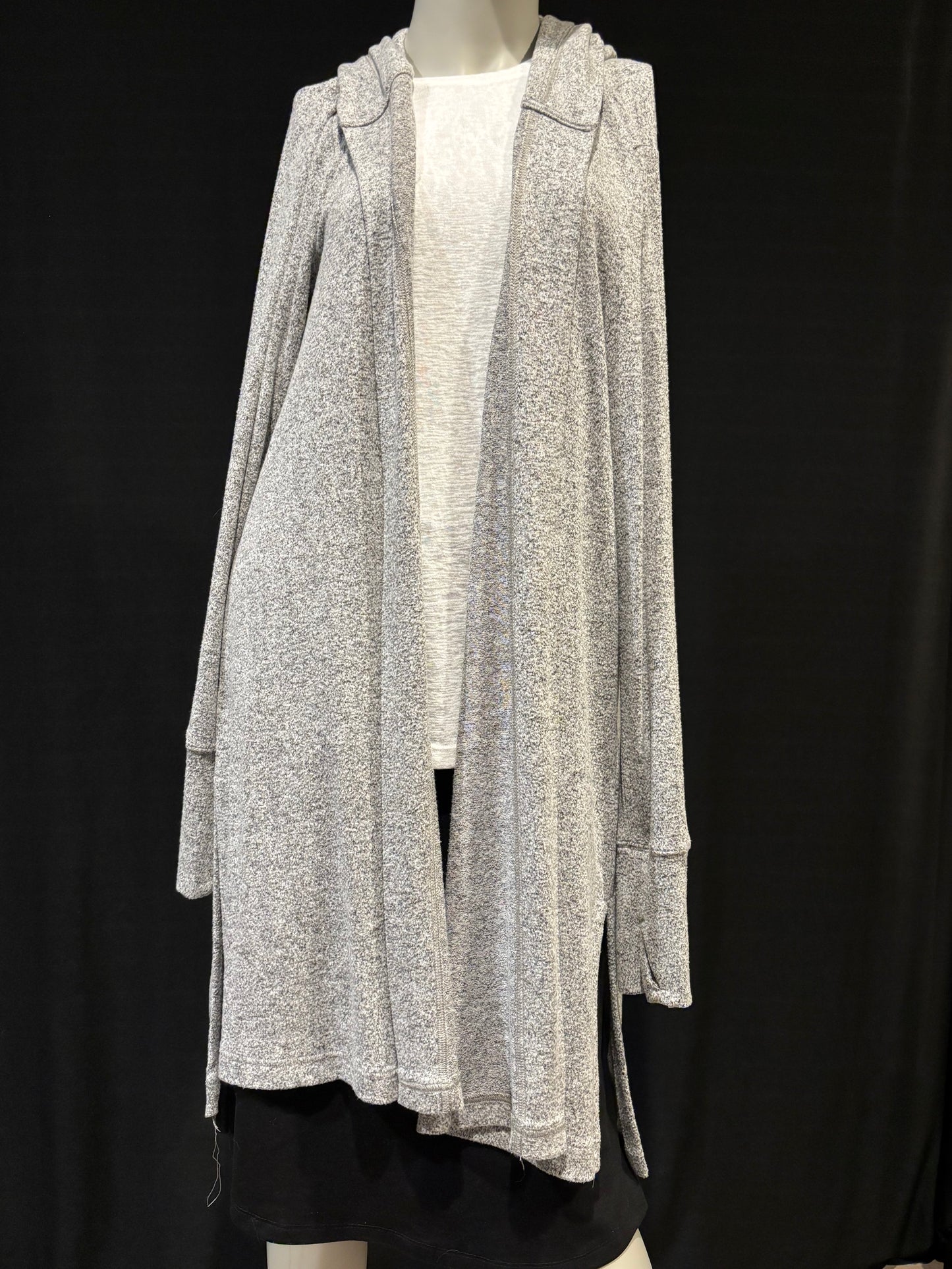 Athleta - Grey Drapey Hooded Sweater - Size S - front on mannequin