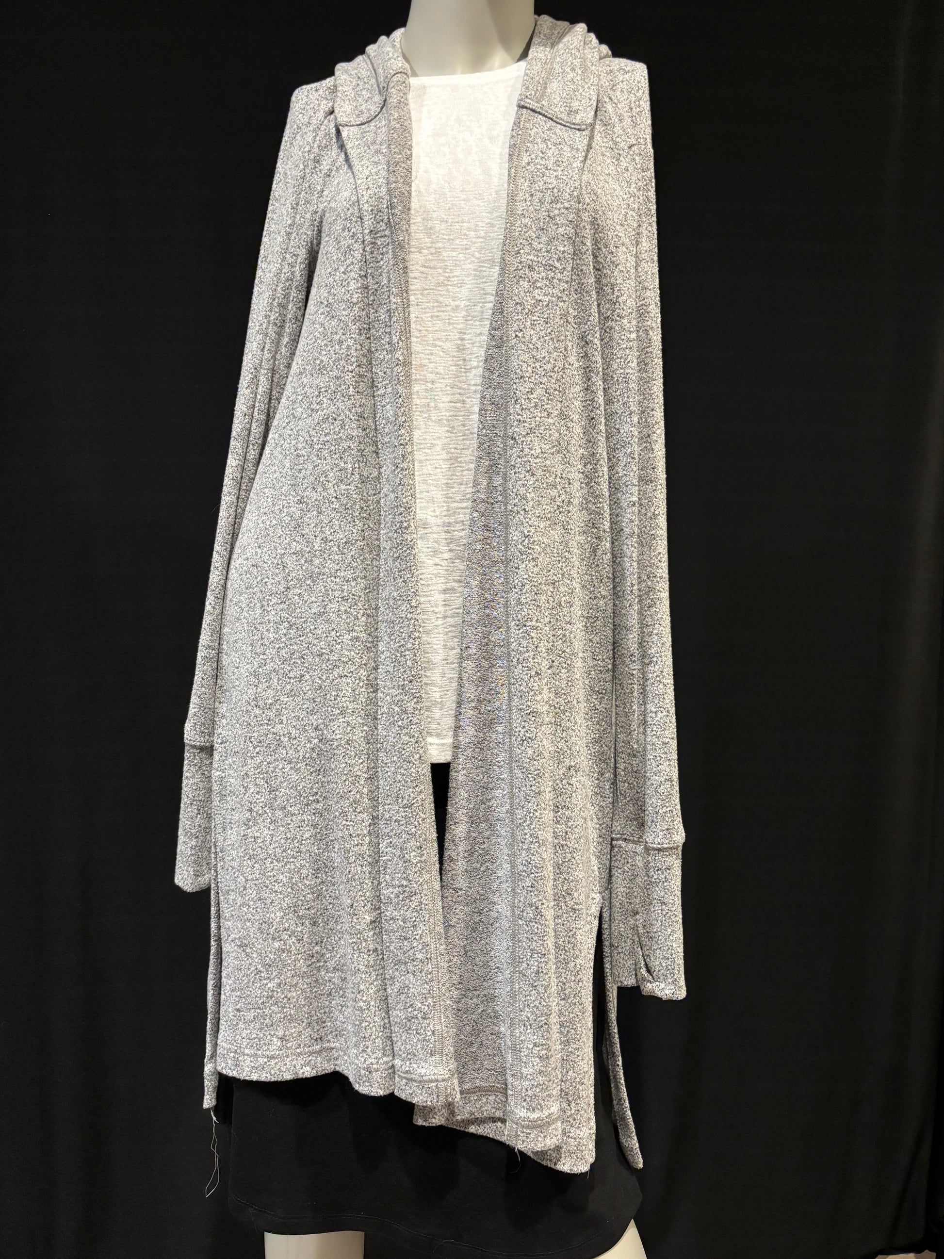 Athleta - Grey Drapey Hooded Sweater - Size S - front on mannequin