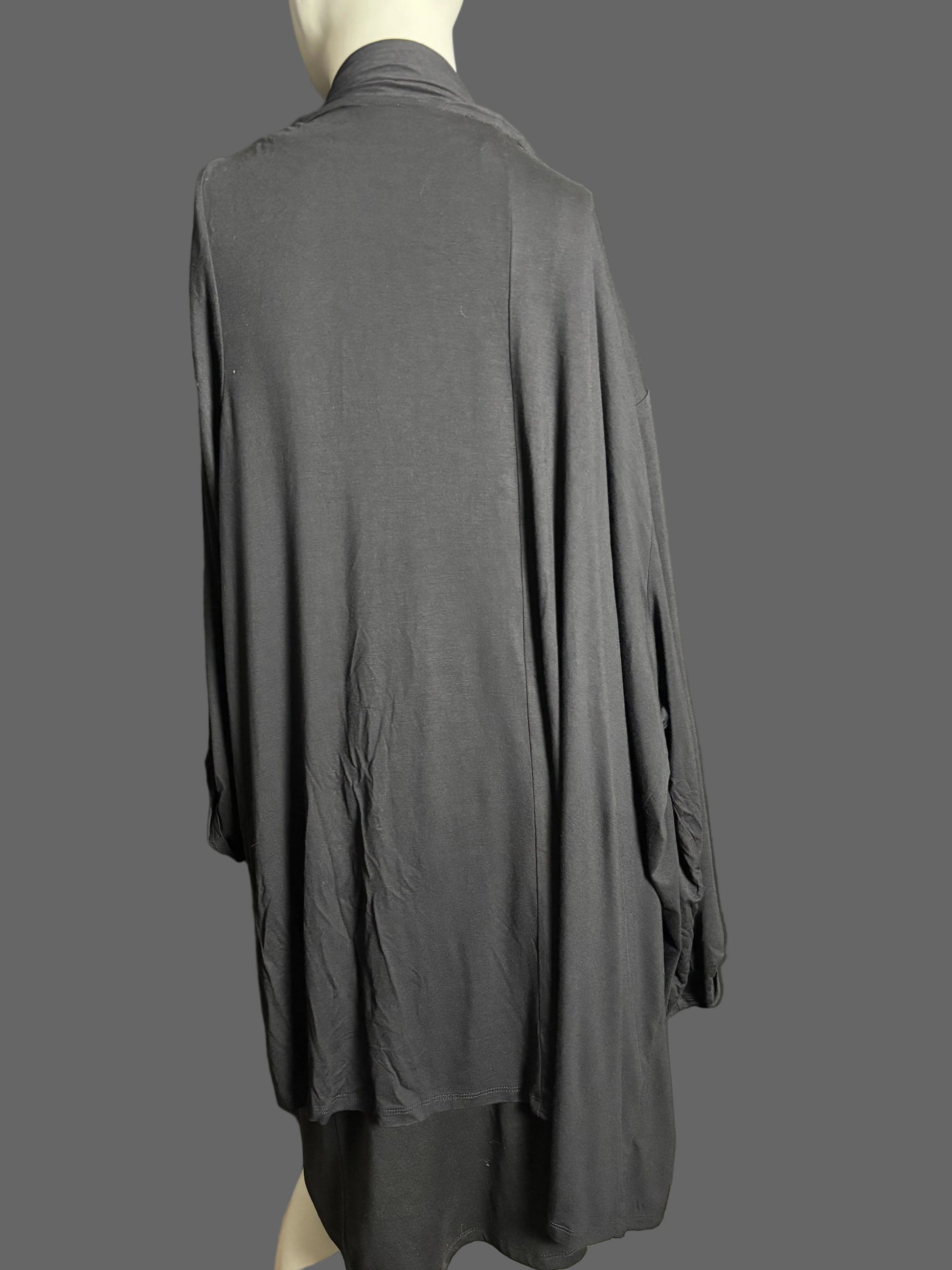 Lane Bryant - Black Wrap Cardigan - Size 26/28 (Lane Bryant Sizing) - NWT - Back view - long and flowy, soft, thin