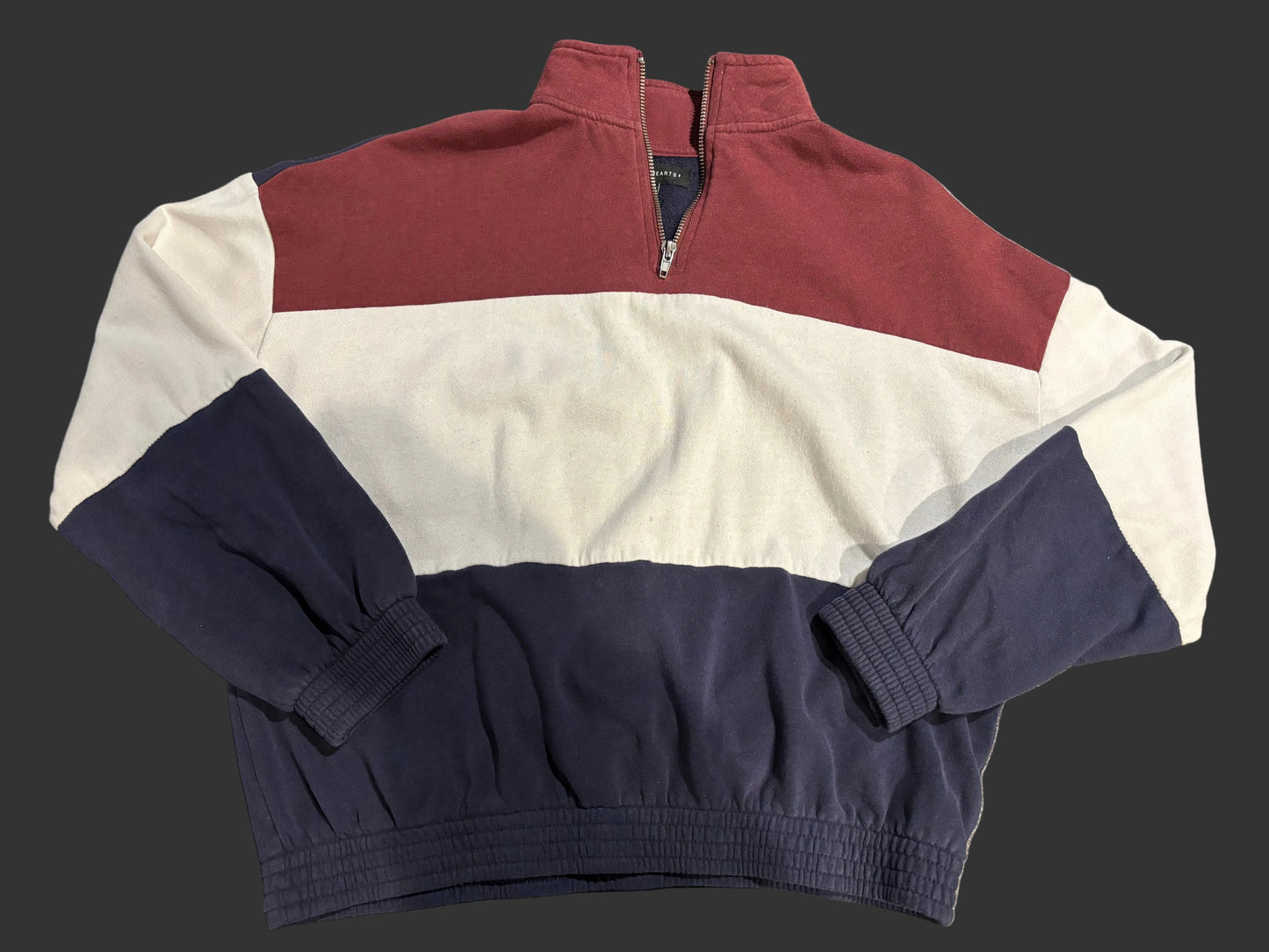 L.A. Hearts Mauve Cream & Navy Color-block Quarter-Zip Sweatshirt Size S
