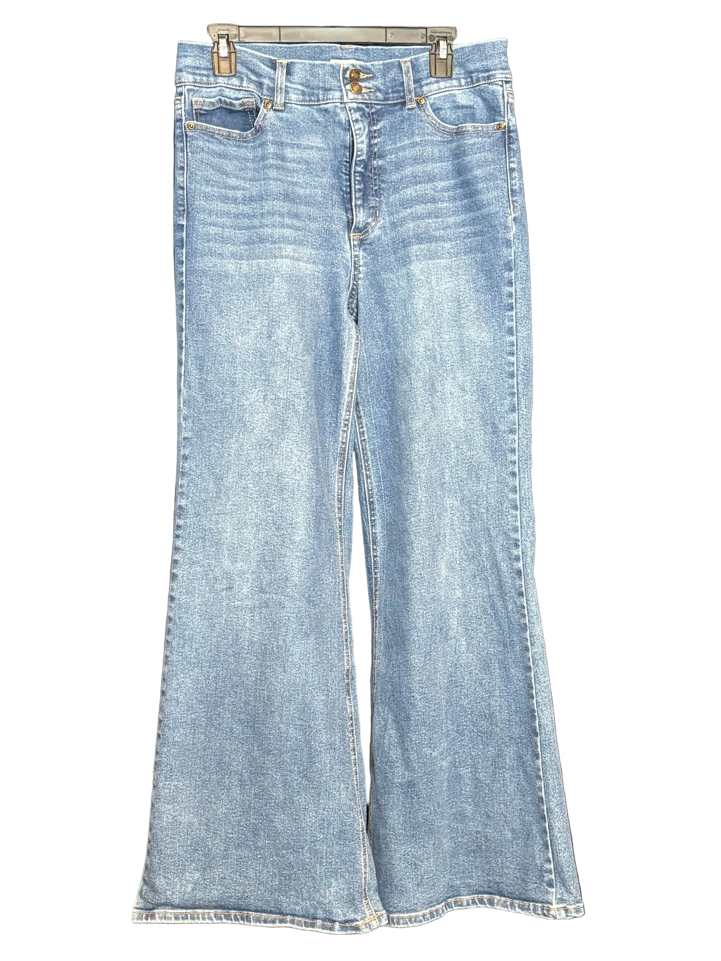 Sophia Jeans - Medium Blue Wide Leg Jeans - Size 12 - Front view - shows light