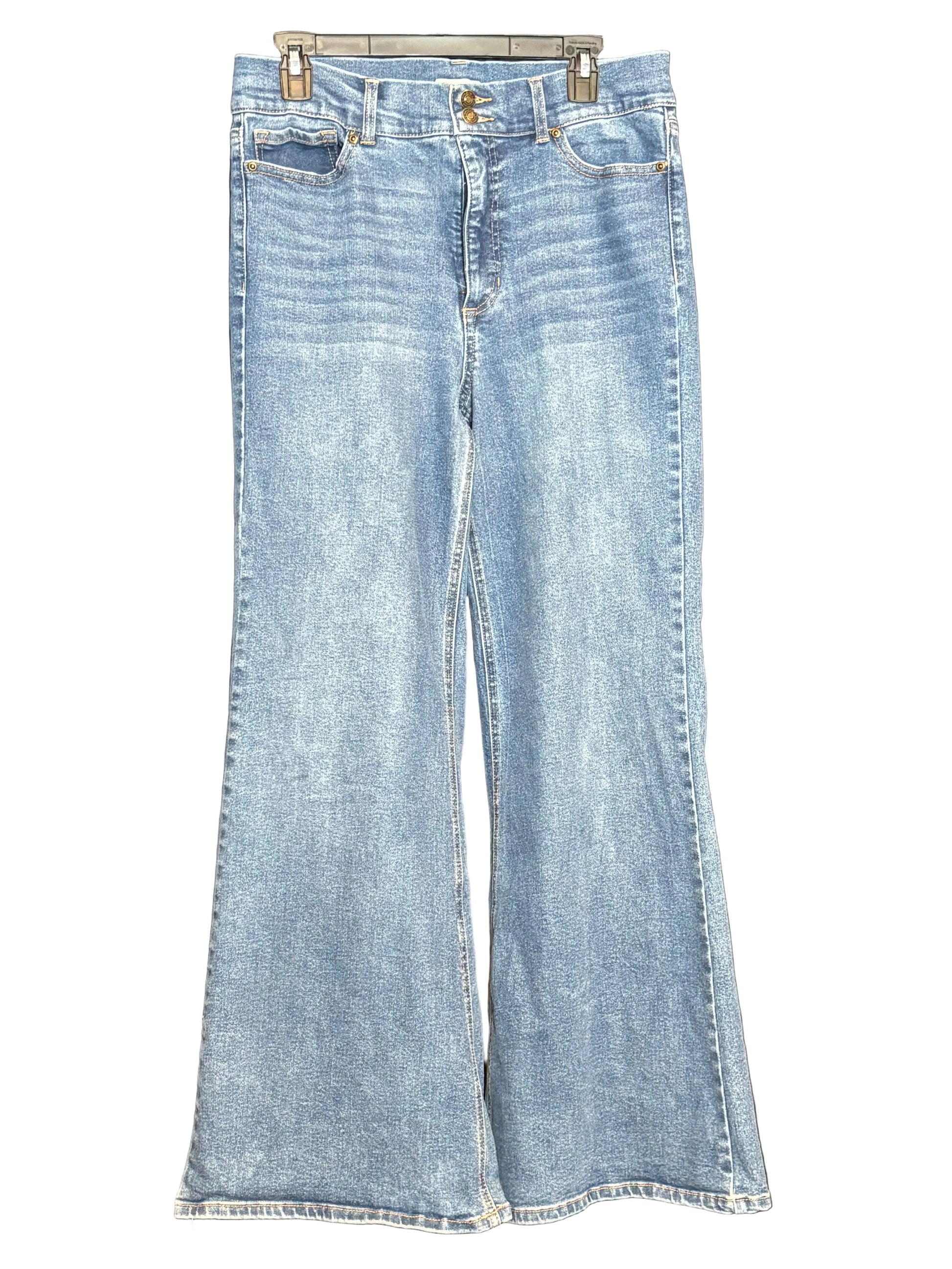 Sophia Jeans - Medium Blue Wide Leg Jeans - Size 12 - Front view - shows light