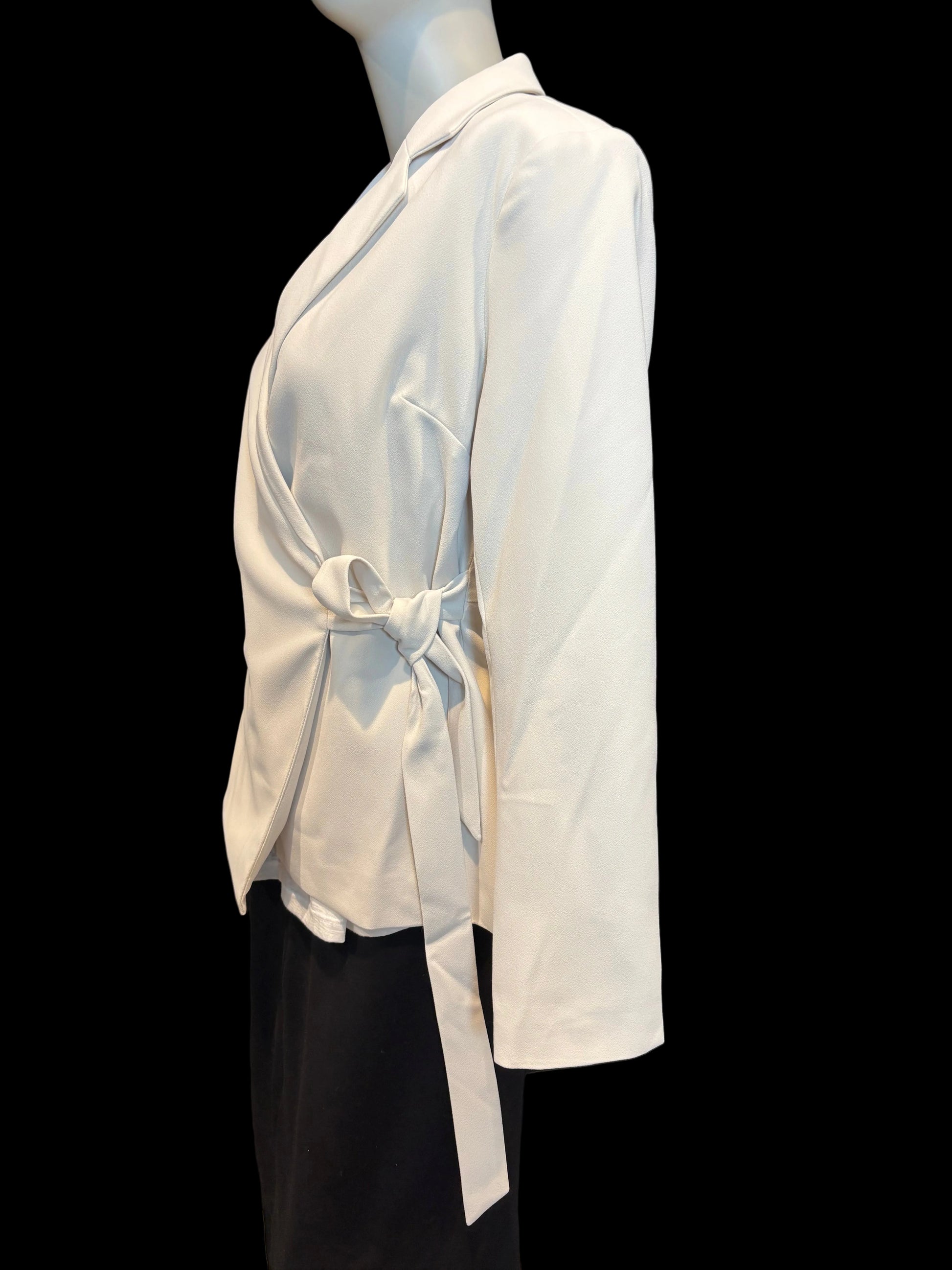 Spanx - Ivory Blazer Jacket with Side Tie - Size XS - side view - long lean lines