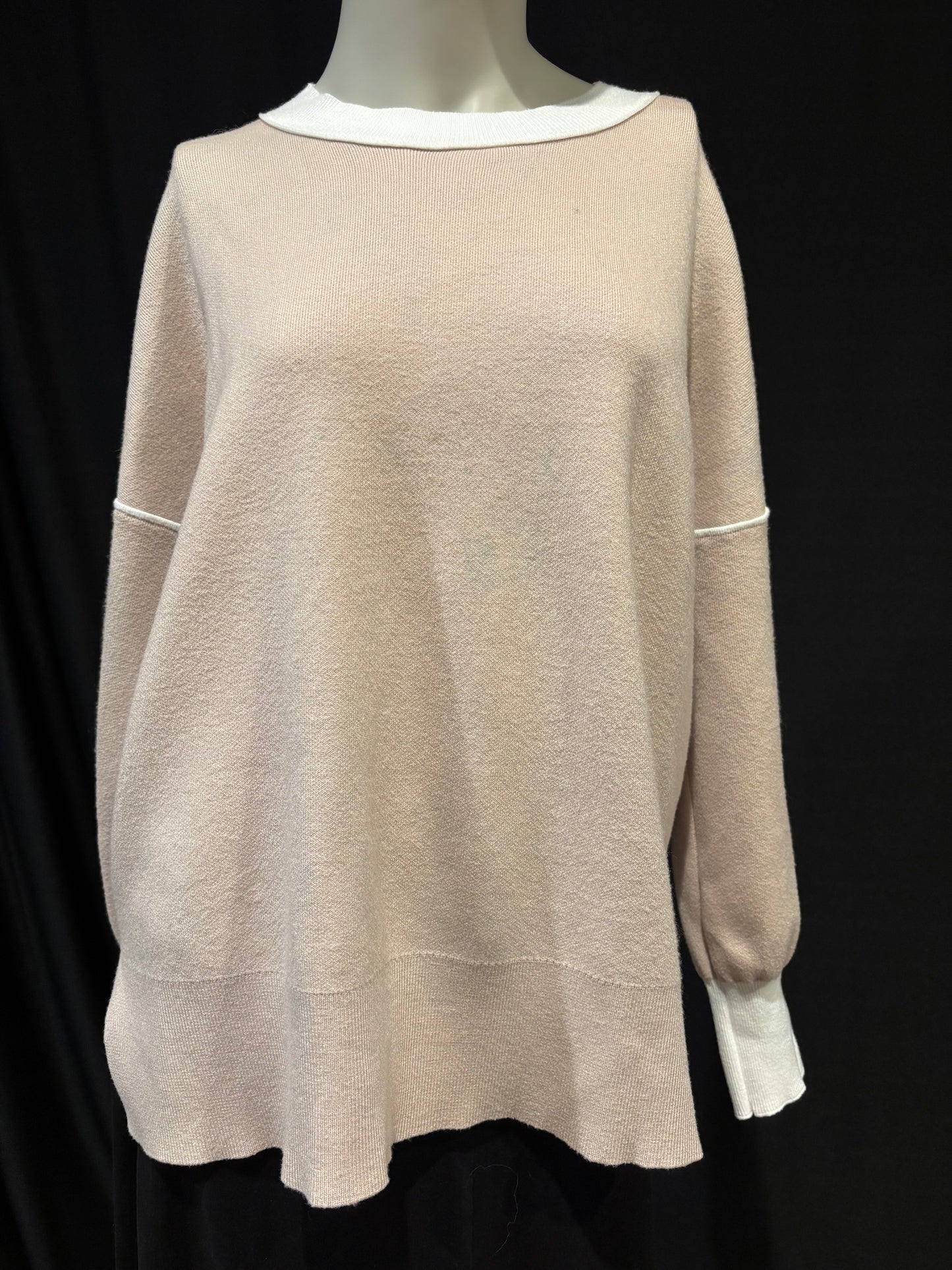 Tan & White Colorblock Sweate Size L