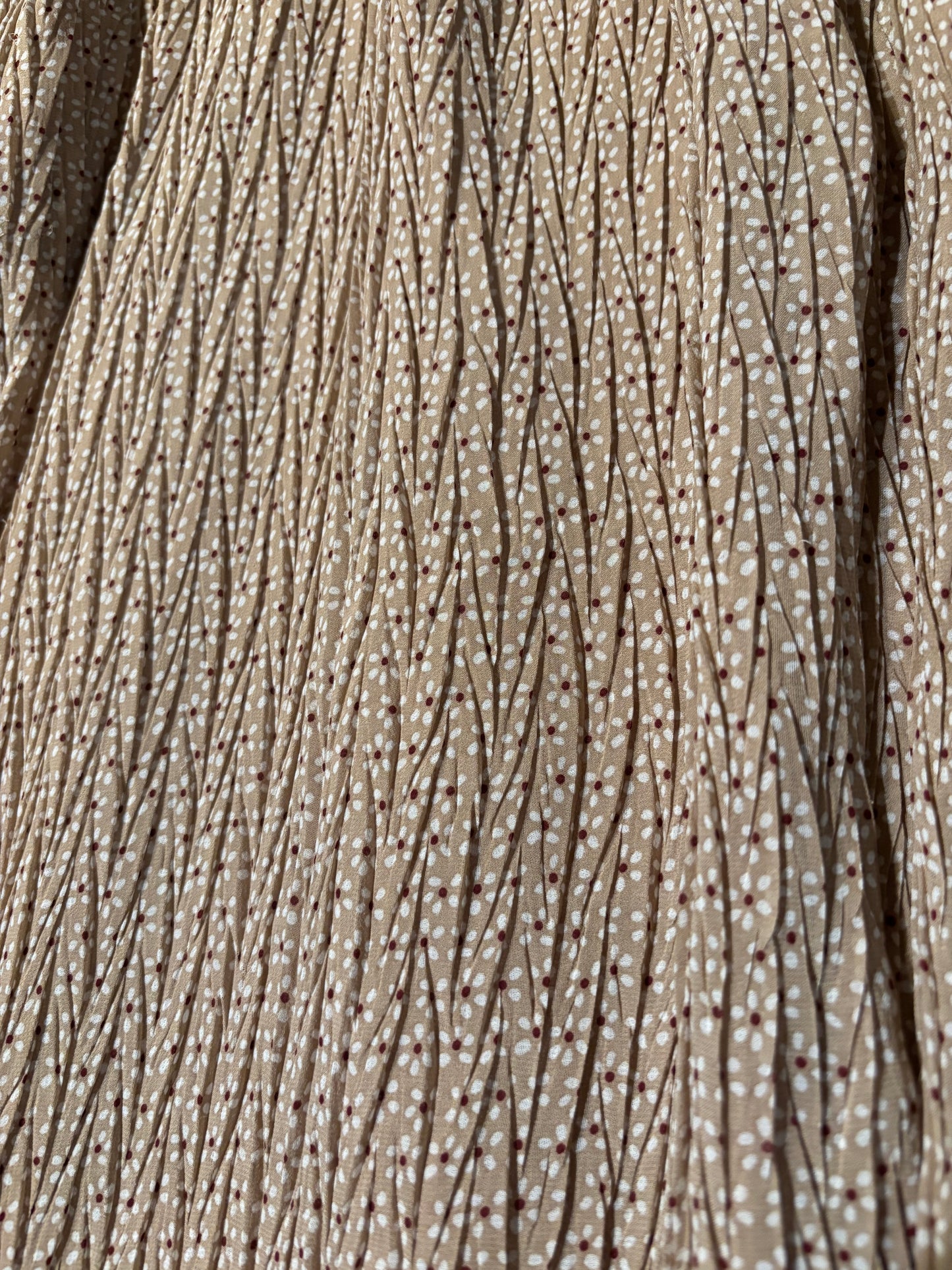 Orange Creek L.A. - Tan Floral Crinkle Chiffon Maxi Dress - Size L - unique texture