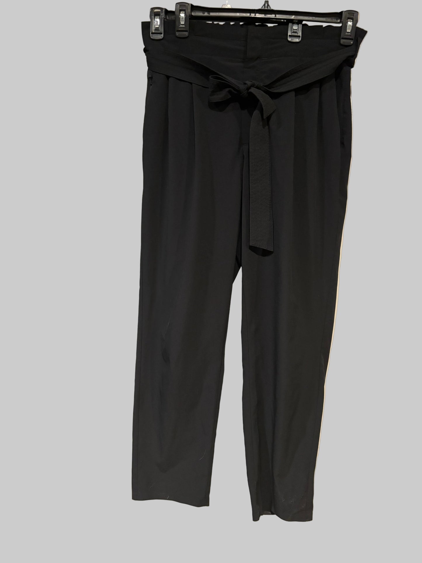 Athleta - Black Straight Leg Dress Pants with Bow Detail - Size 12 - front view - 