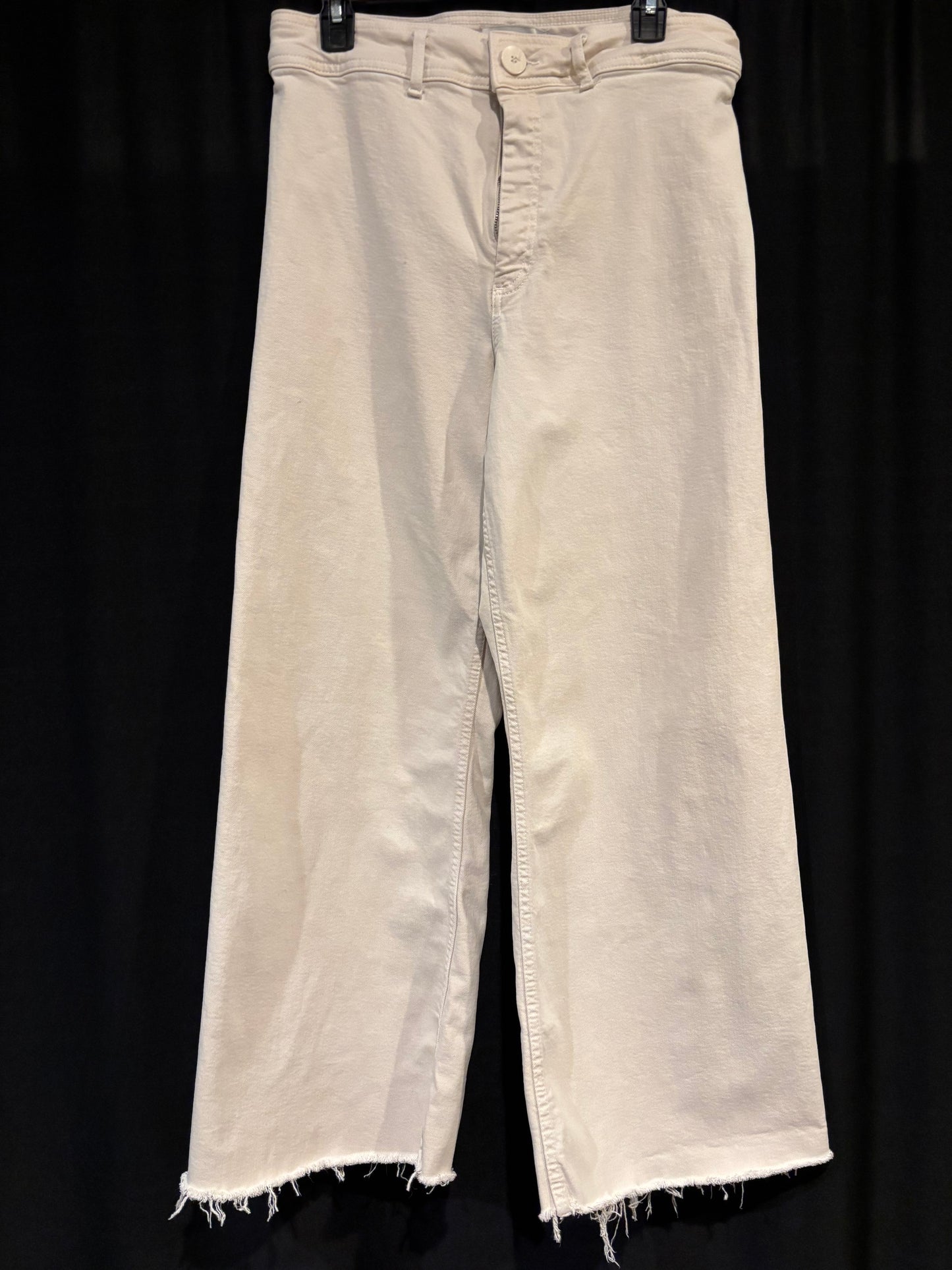 Zara Wide Leg Jeans with Raw Hem Ivory Size 12