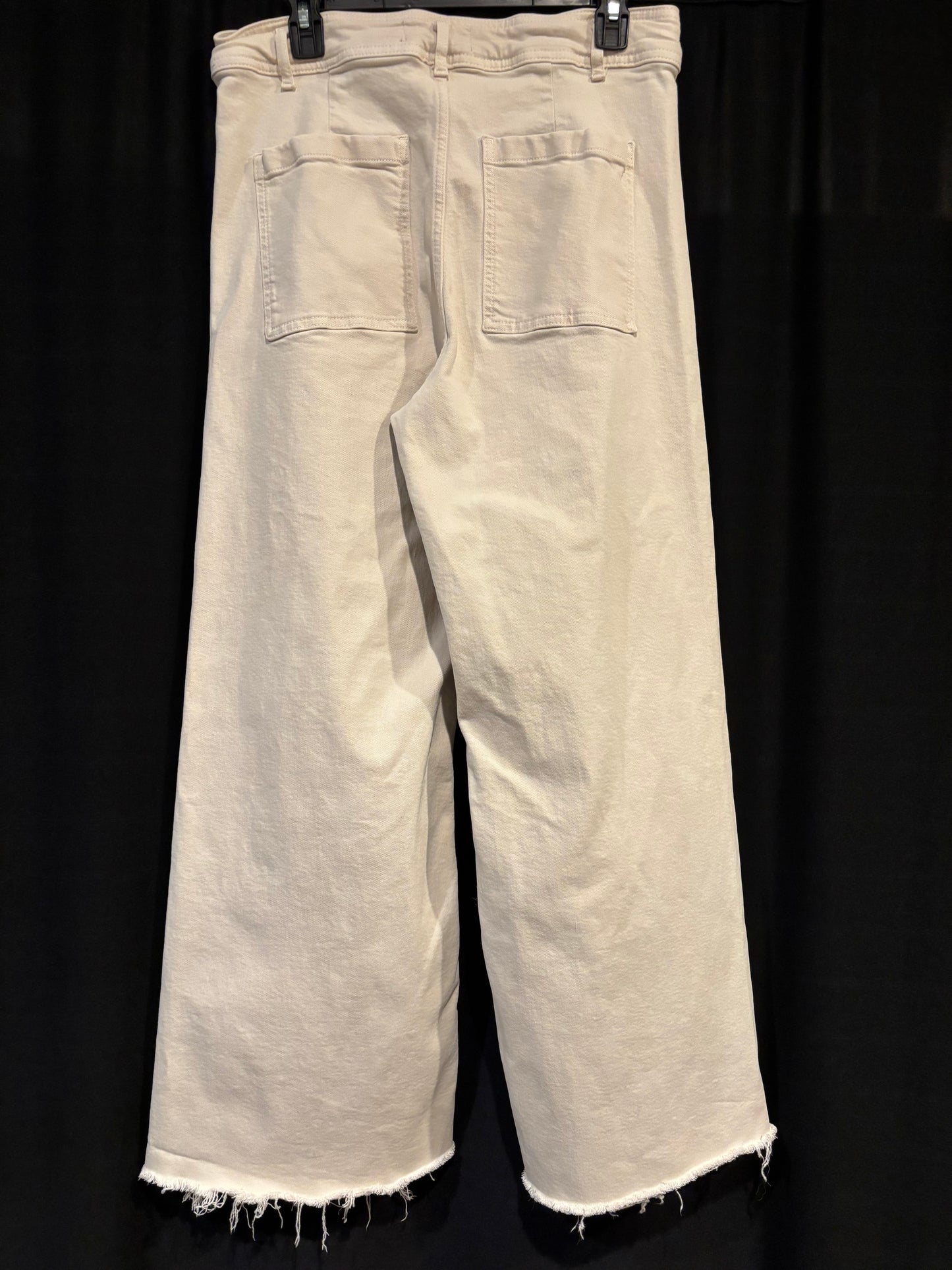 Zara Wide Leg Jeans with Raw Hem Ivory Size 12