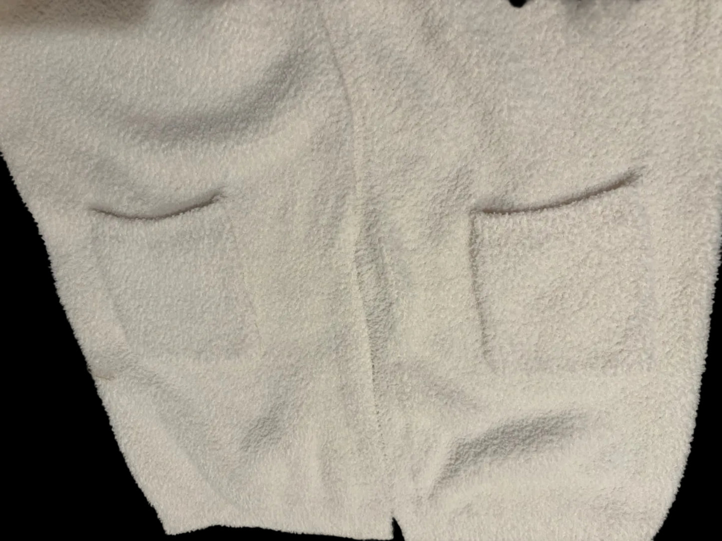 Plushie Cozy - Ivory Fuzzy Sherpa Cardigan - Size L -  front pockets