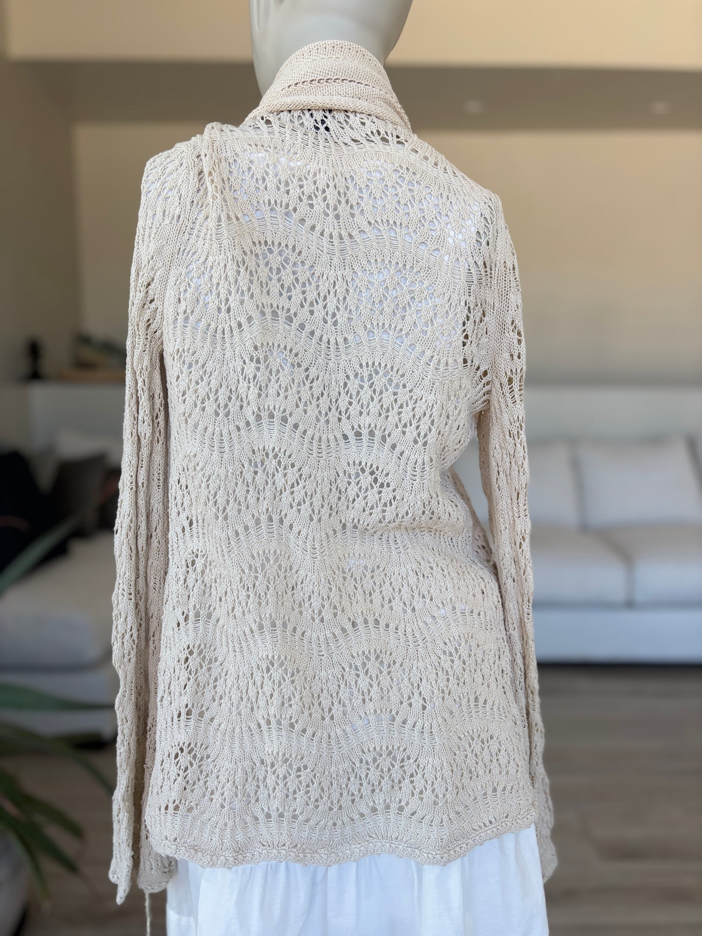 INC International Concepts size small open front sweater cardigan with delicate pointelle knit