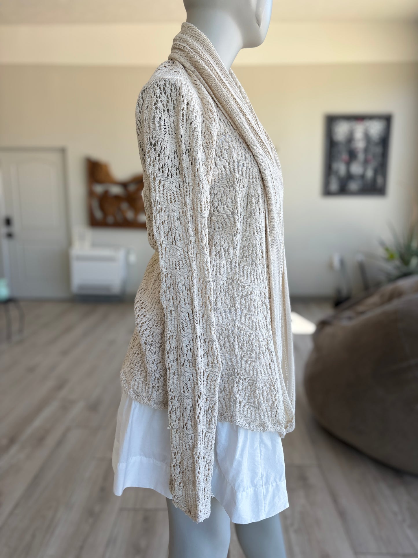 Vintage early 2000s INC International Concepts cotton blend cardigan in ivory oatmeal